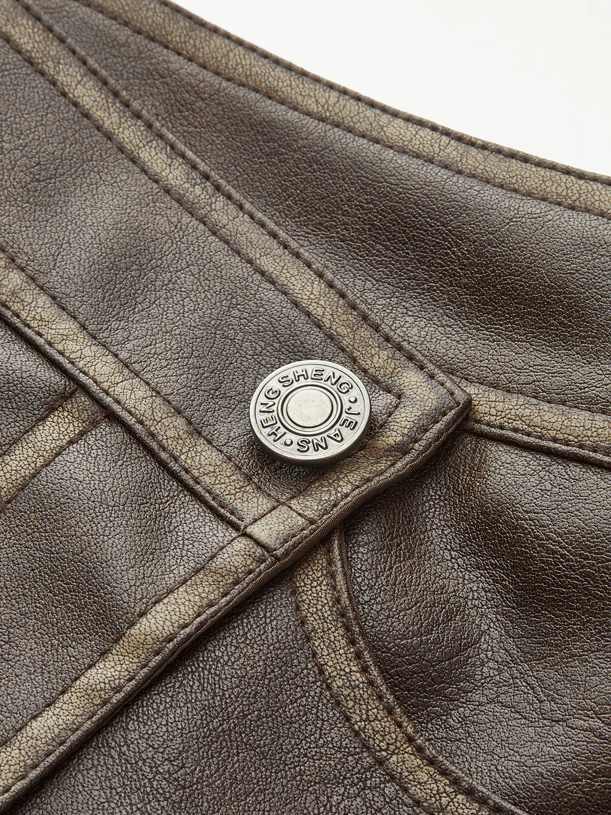 Button Pocket Faux Leather Skirt - Image 9