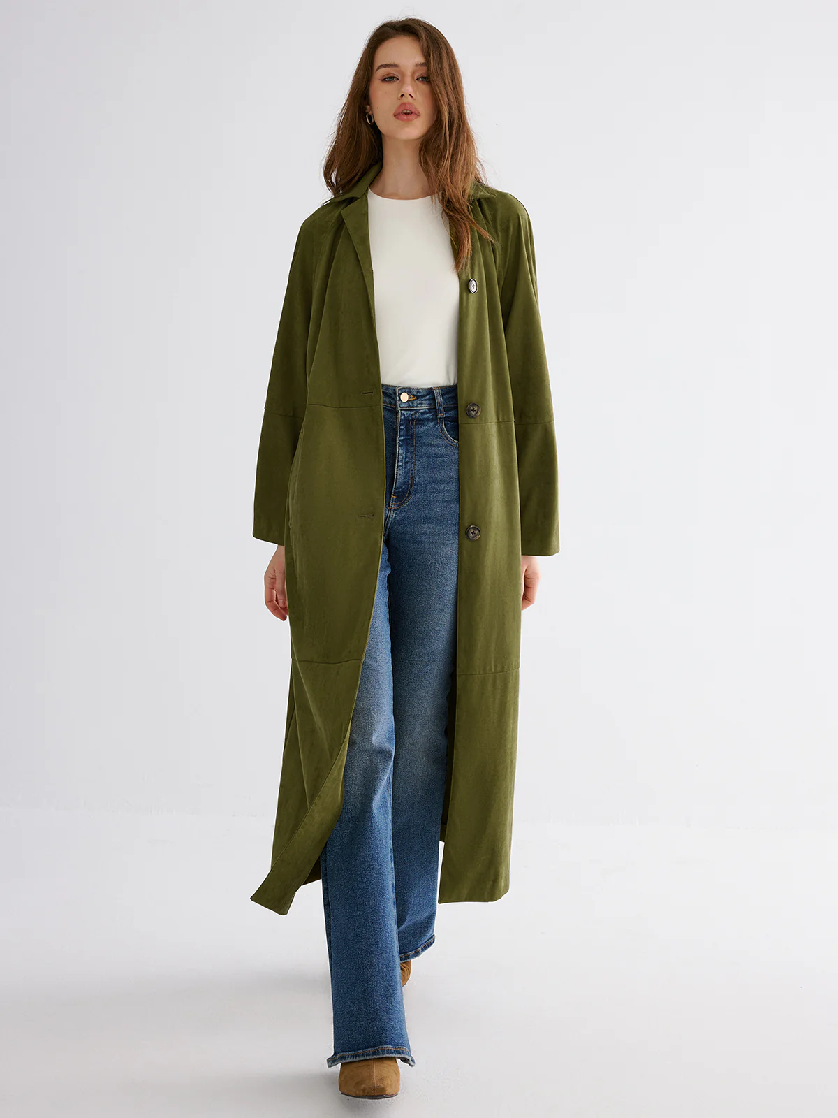 Button Through Cotton A Line Trench Coat - Image 3
