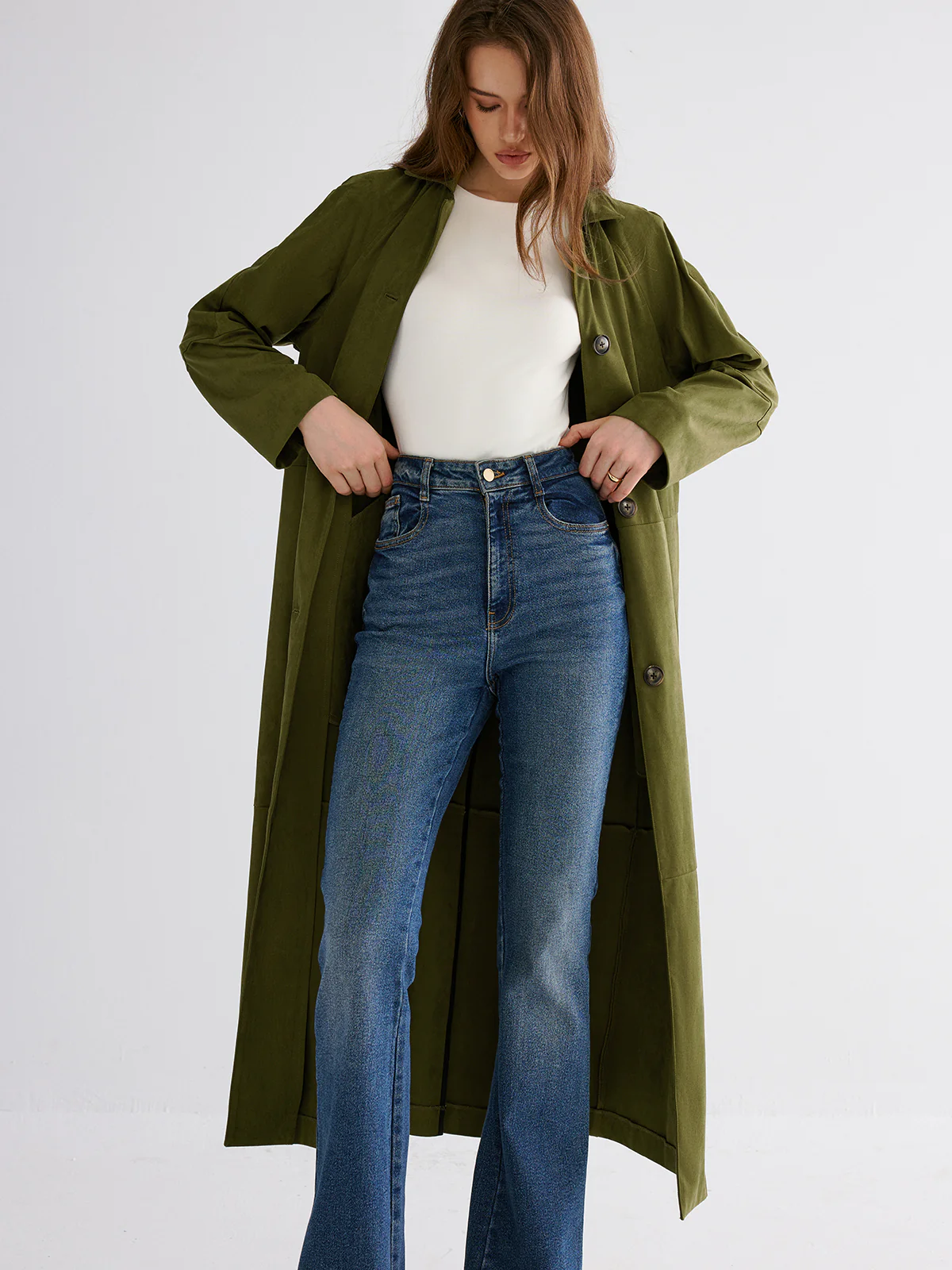 Button Through Cotton A Line Trench Coat - Image 4
