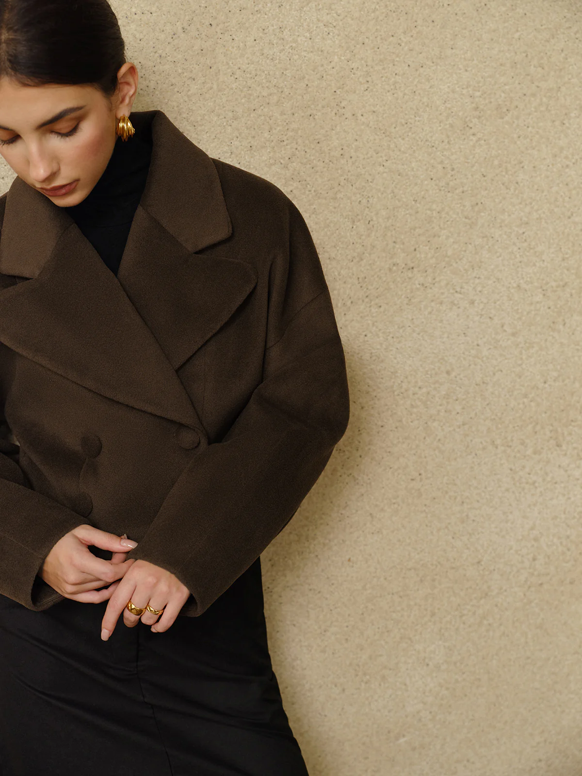 Button Tweed Lapel Short Coat - Image 5