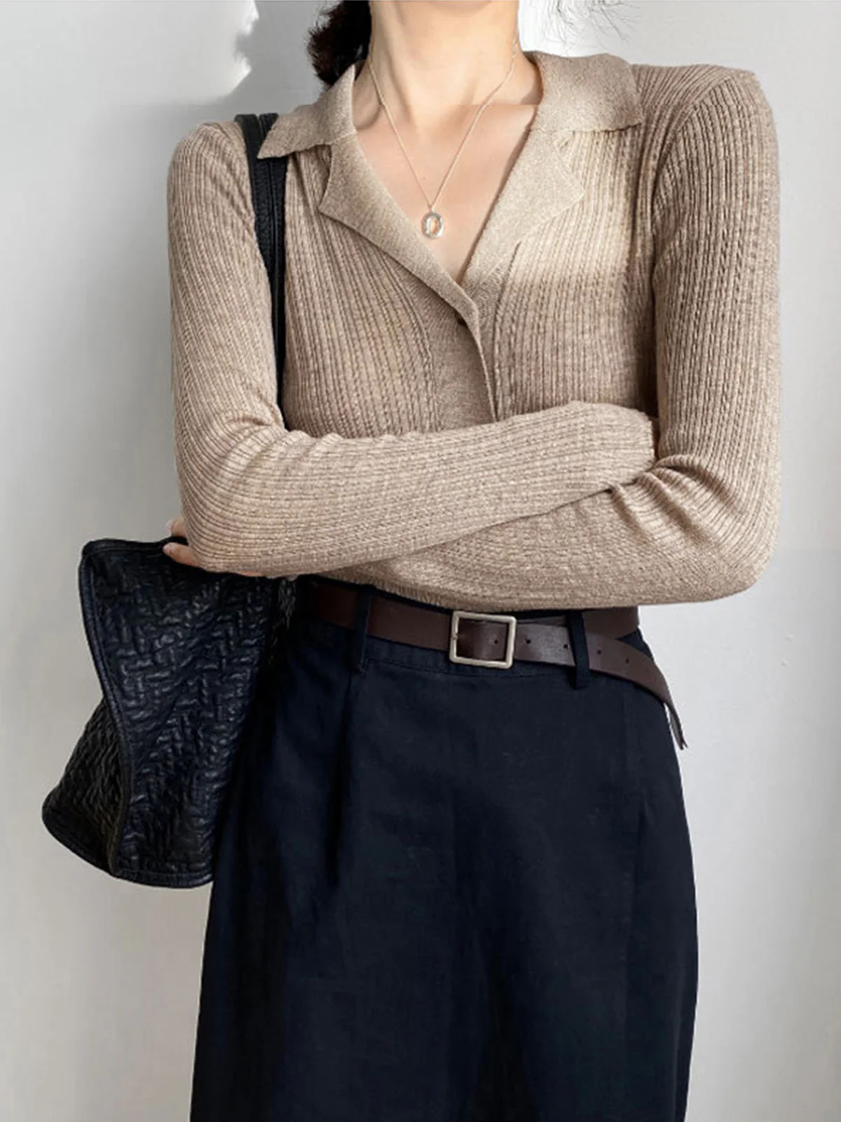 Button Up Collared Knit Top - Image 4