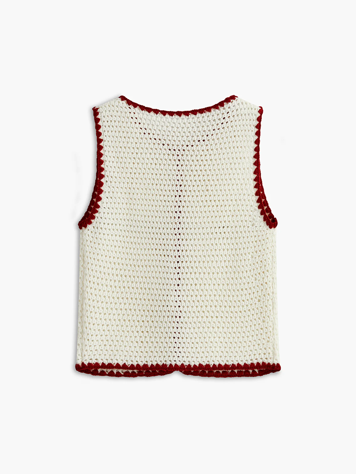 Button-Up Contrast Crochet Vest - Image 4