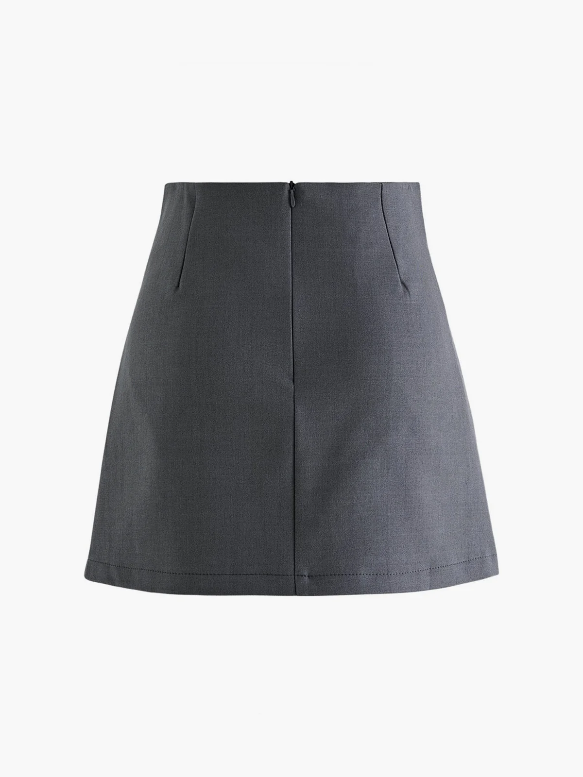 Button Zipper Pleated Suit Skirt - Image 3