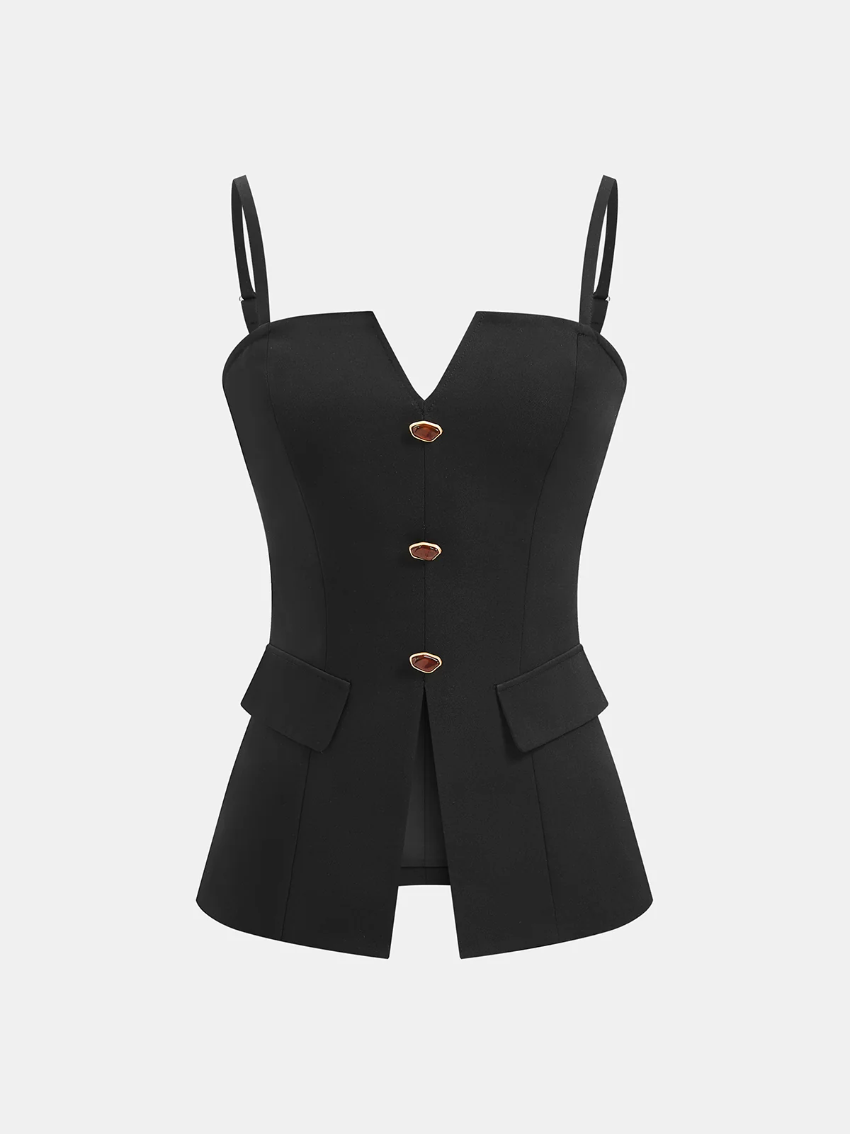 Buttoned Cami Top & Wide Leg Pants Set - Image 2