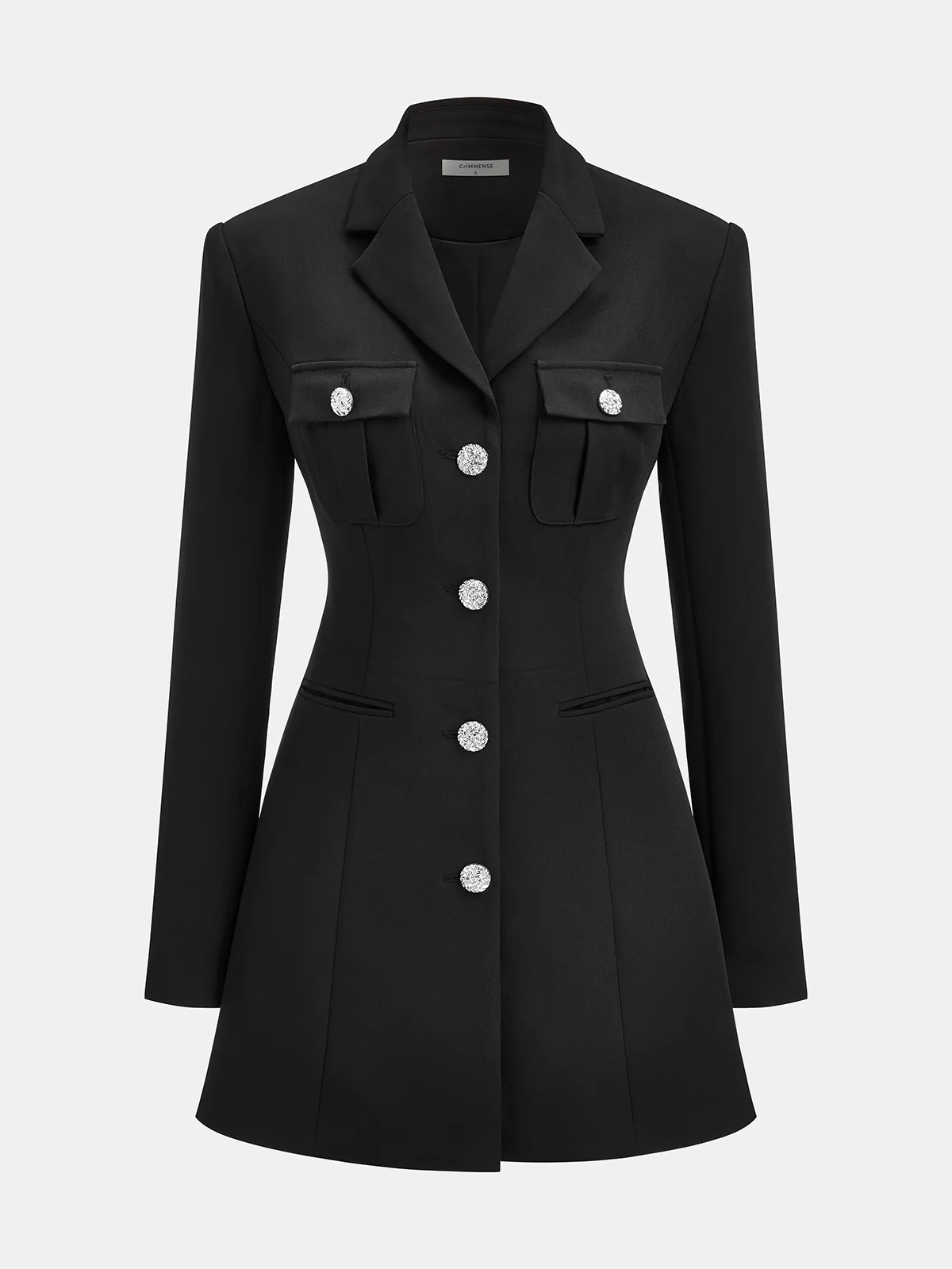 Buttoned Collared Tailored Blazer Dress - Image 2