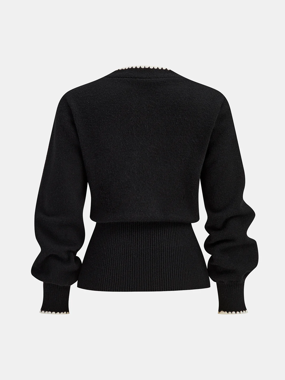 Buttoned Contrast Fringe Split Sweater - Image 4