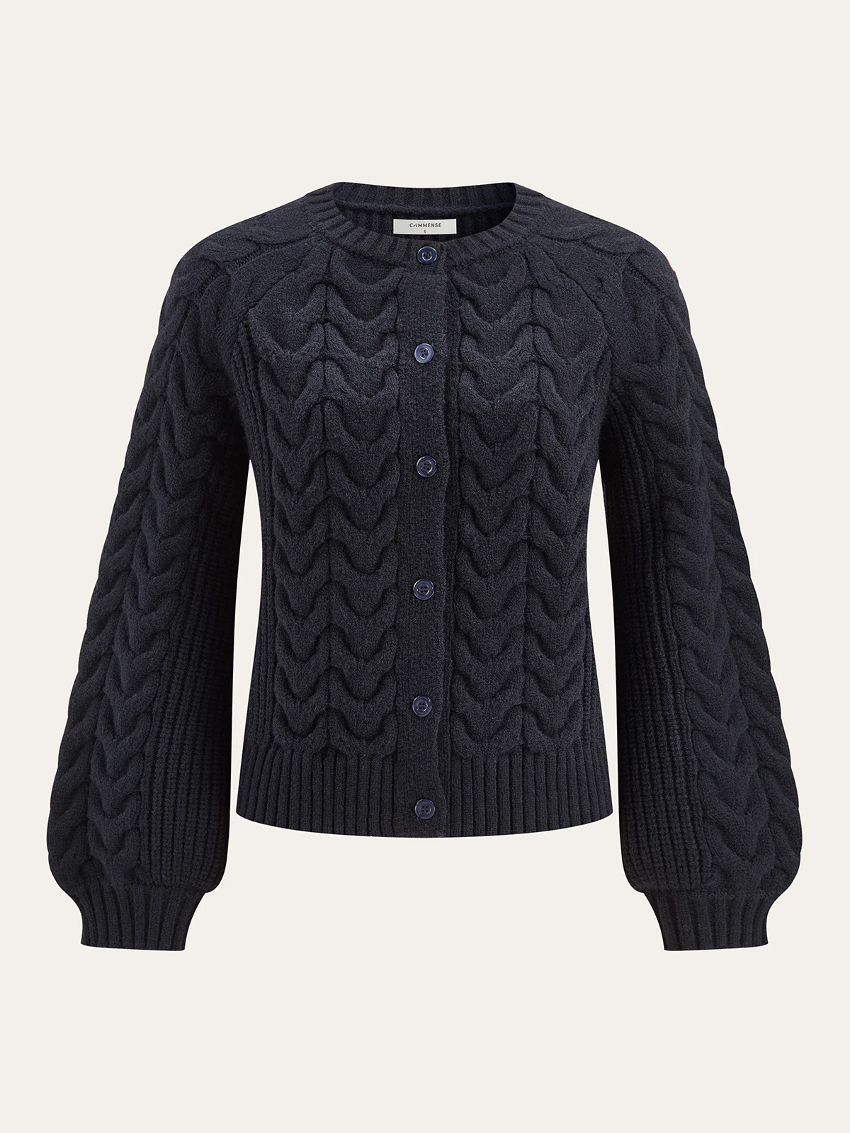 Cable Knit Balloon Sleeve Cardigan