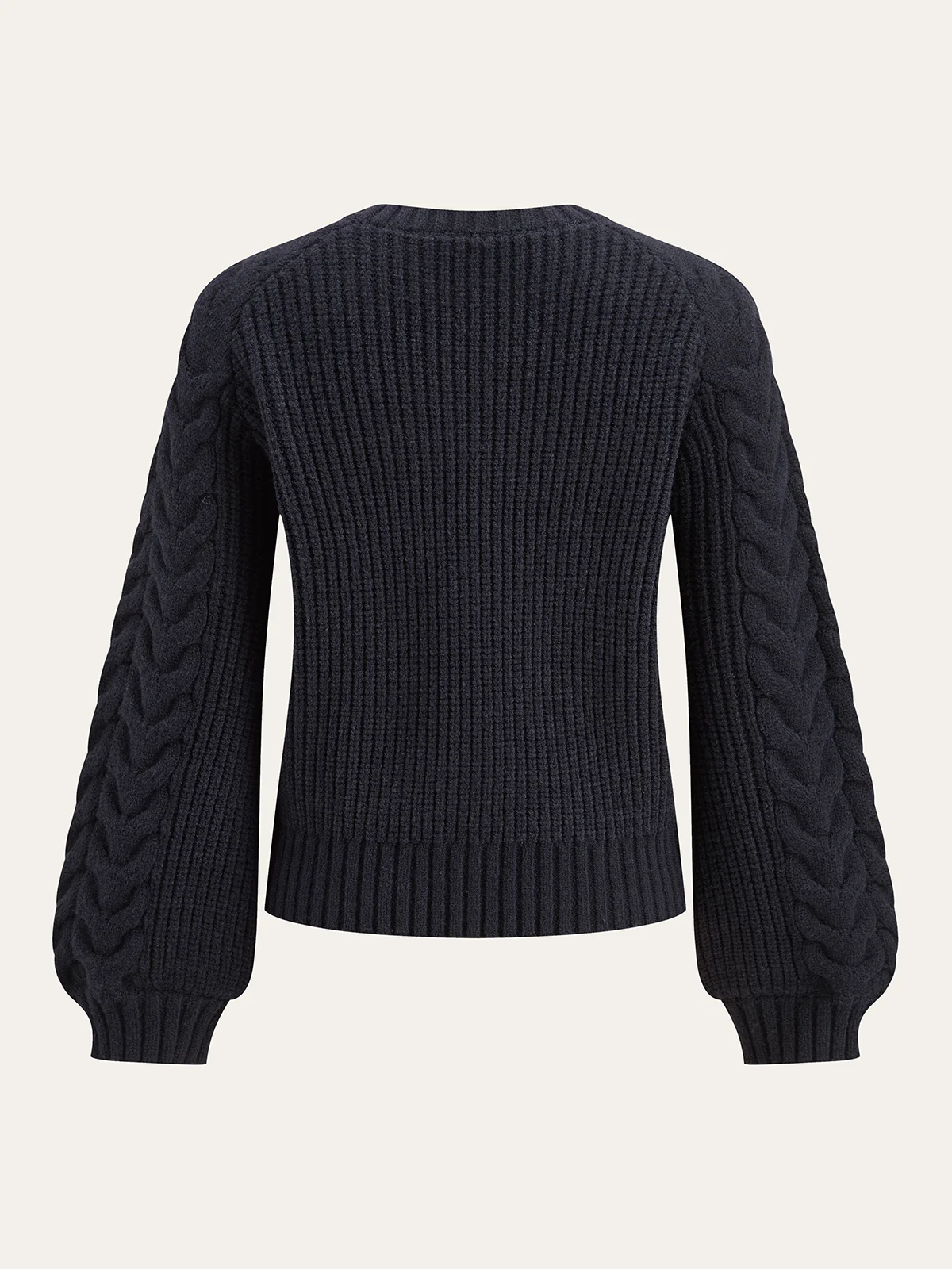 Cable Knit Balloon Sleeve Cardigan - Image 2