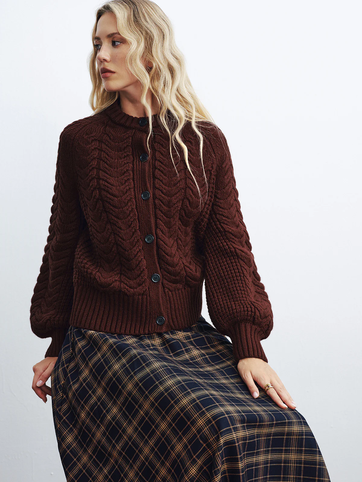 Cable-Knit Button-Front Cardigan - Image 4
