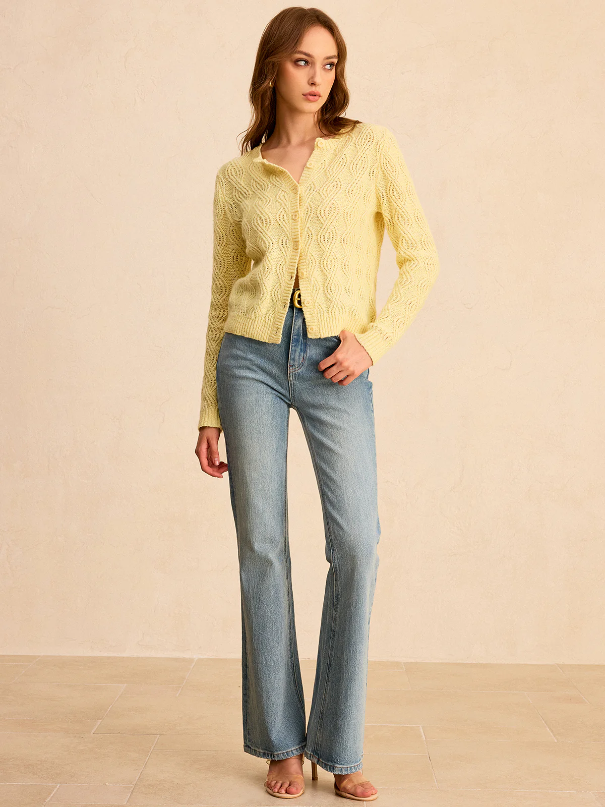 Cable-Knit Button-Front Cardigan - Image 2