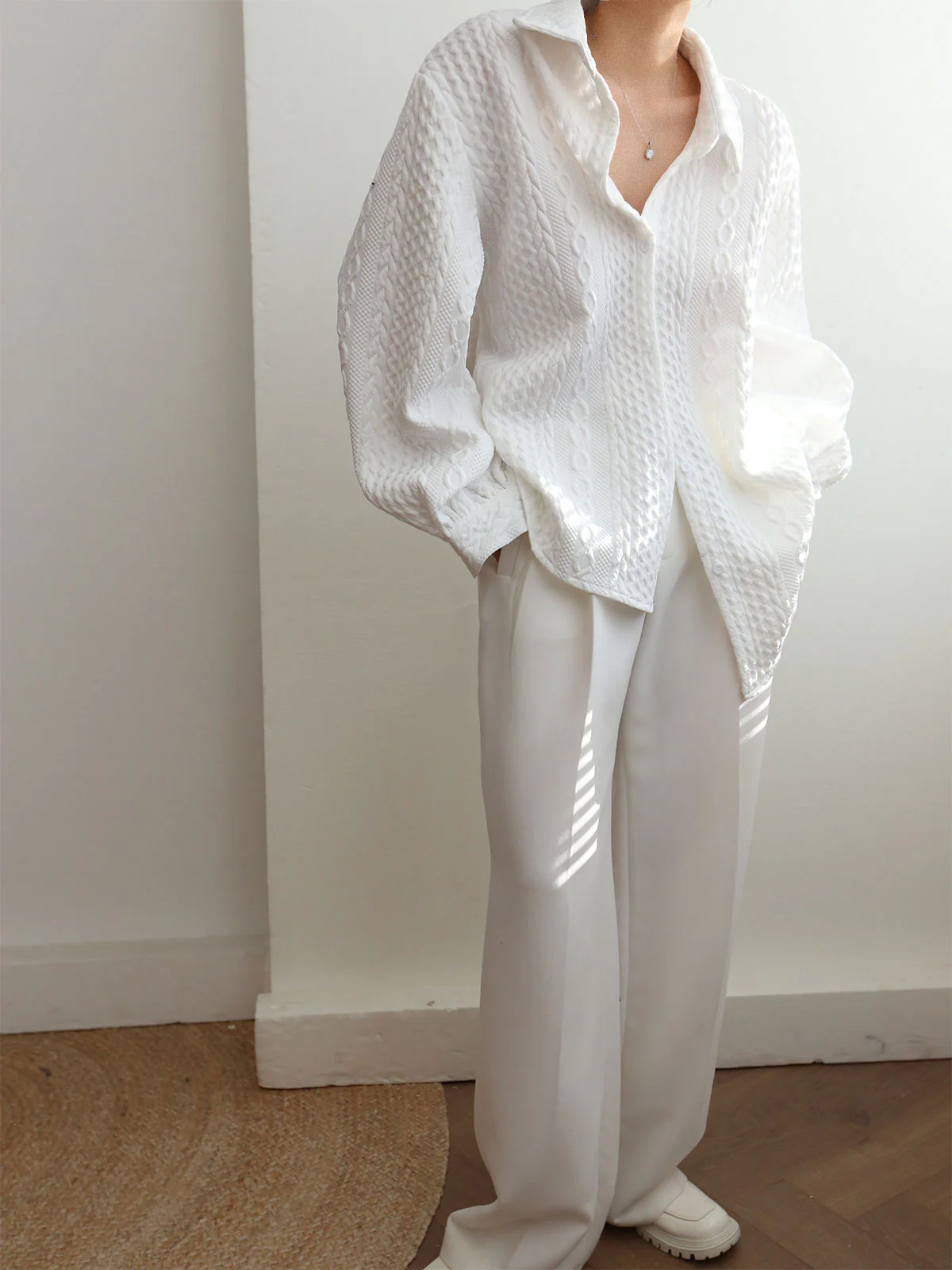 Cable Knit Oversized Shirt - Image 2
