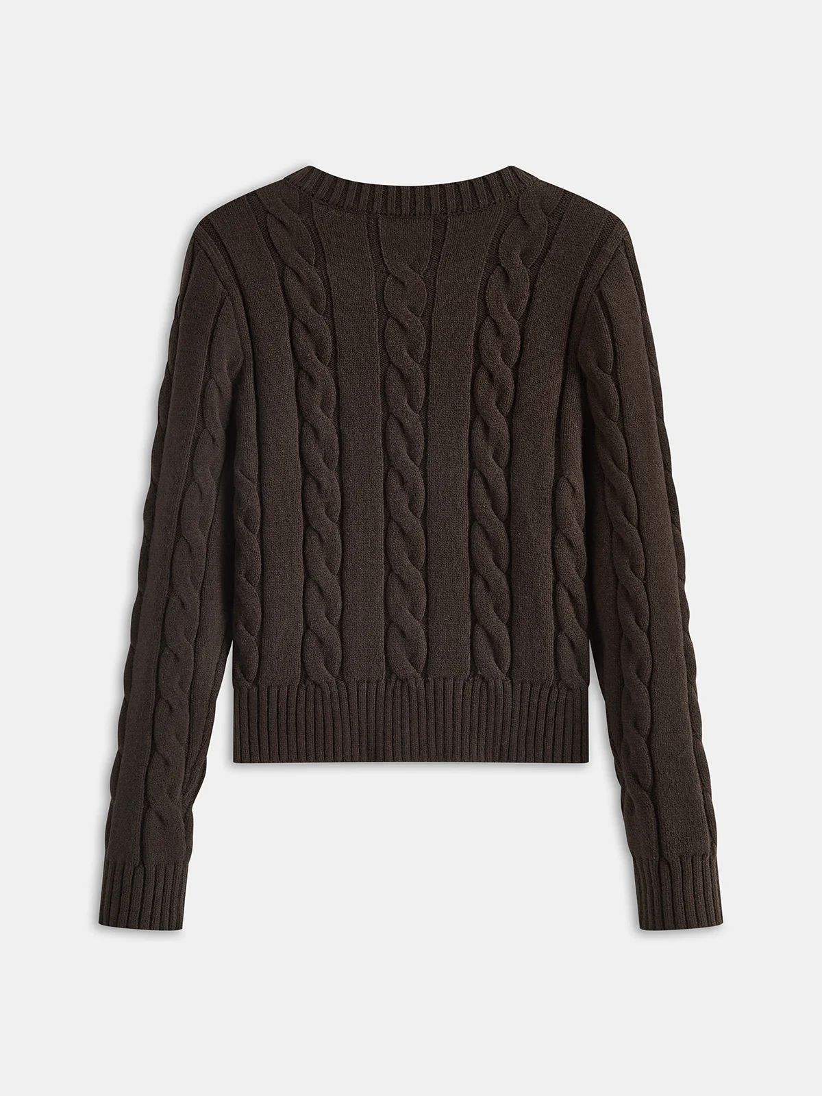 Cable Knit Round Neck Cardigan - Image 2