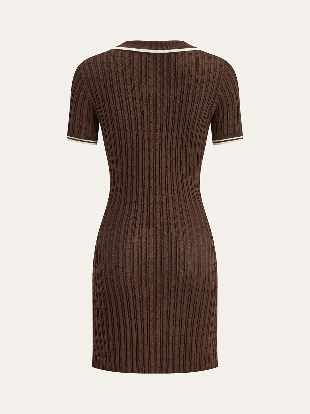 Cable-Knit Short-Sleeve Polo Dress - Image 2