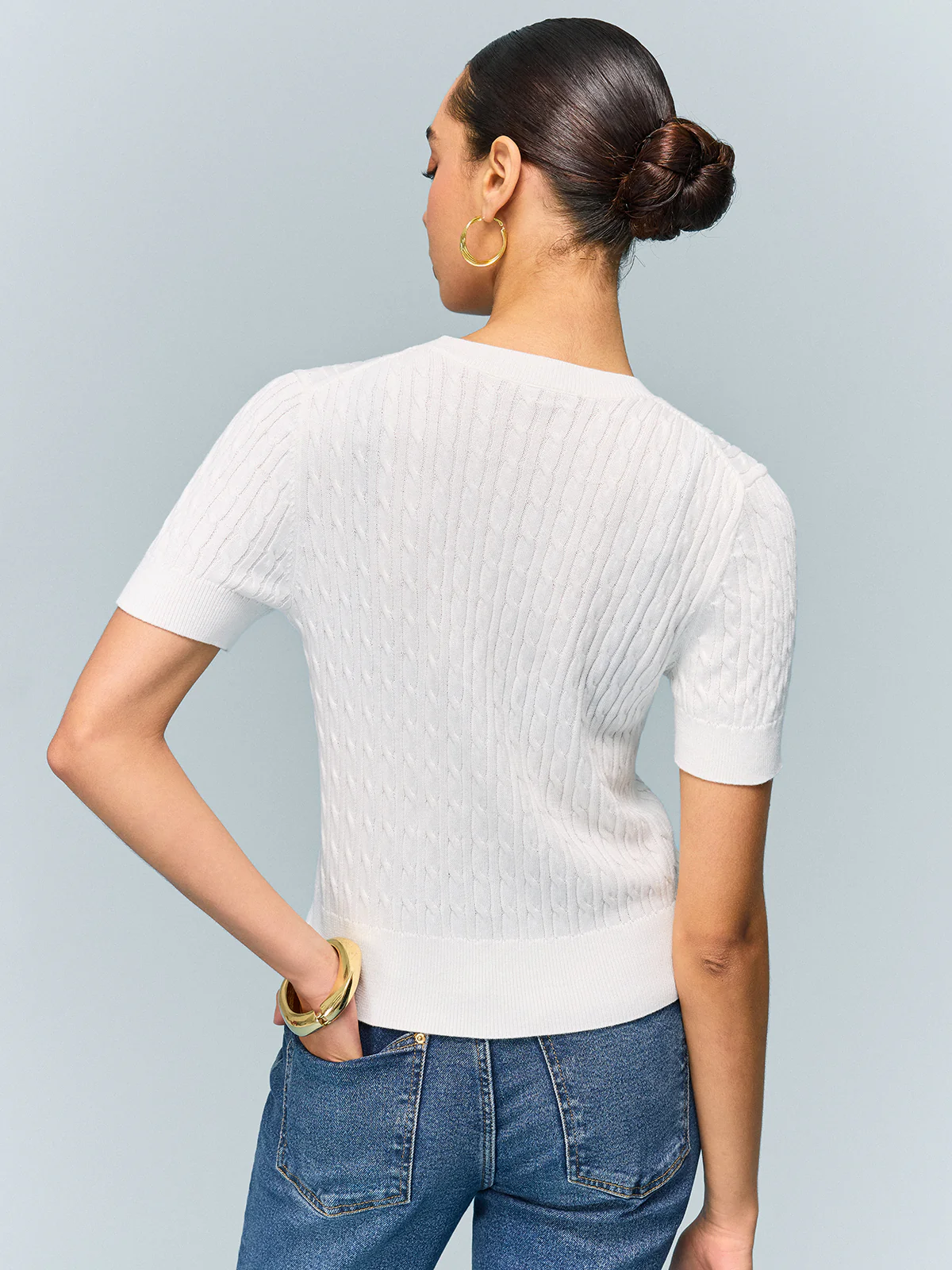 Cable Knit Short Sleeve Top - Image 4