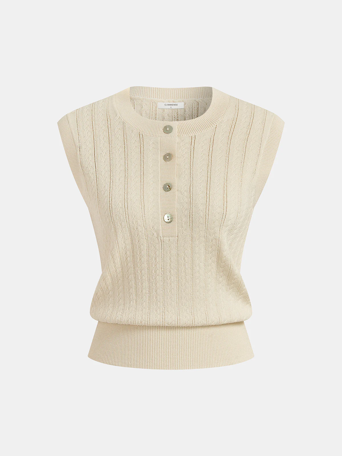 Cable Knit Sleeveless Henley Sweater Vest - Image 2