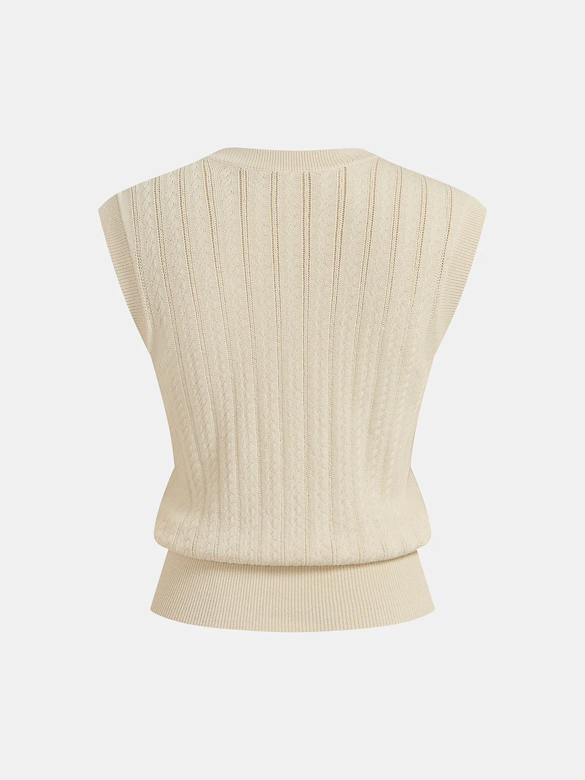 Cable Knit Sleeveless Henley Sweater Vest - Image 3
