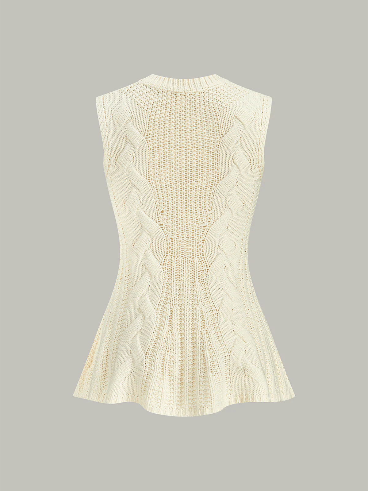 Cable Knit Sleeveless Peplum Top - Image 3