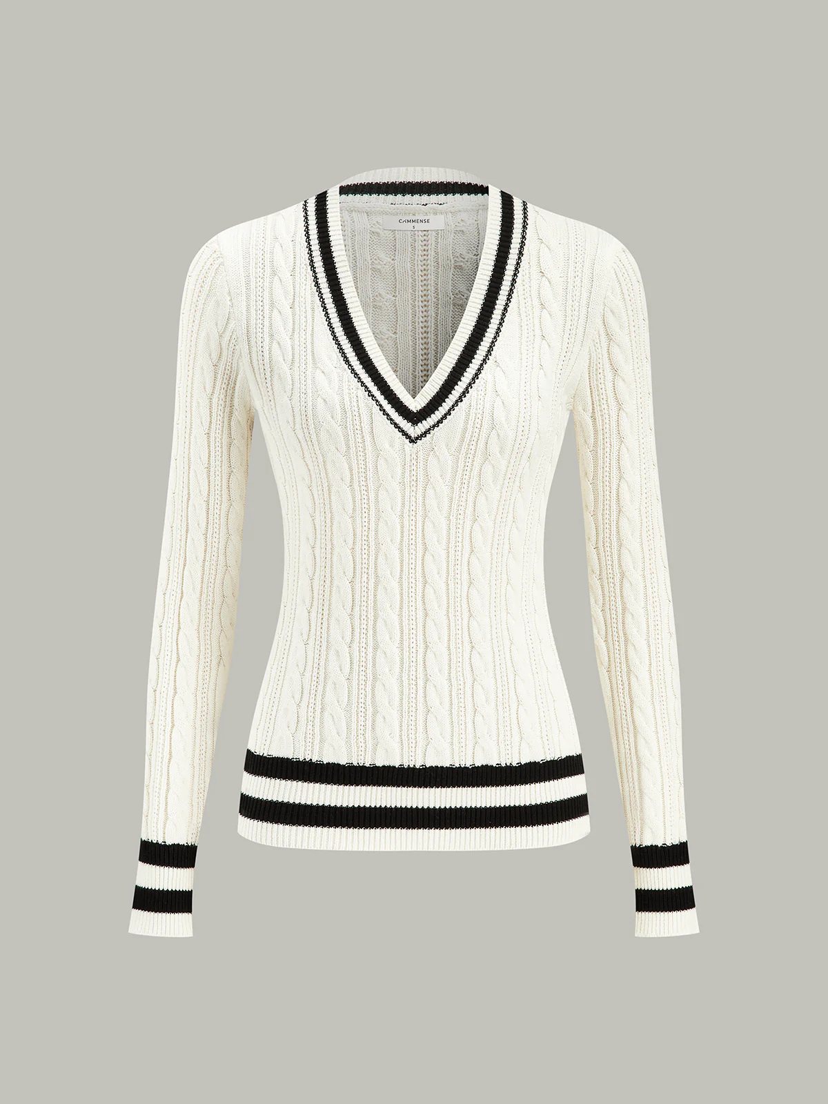 Cable-Knit Stripped Sweater - Image 2