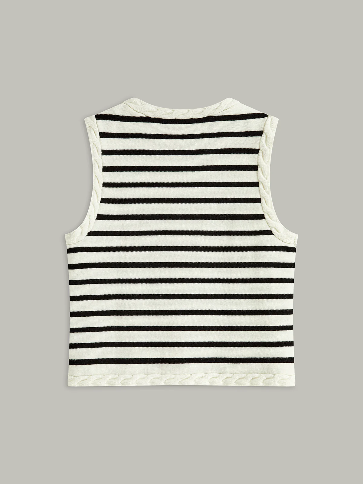 Cable Knit Trim Striped Vest - Image 4