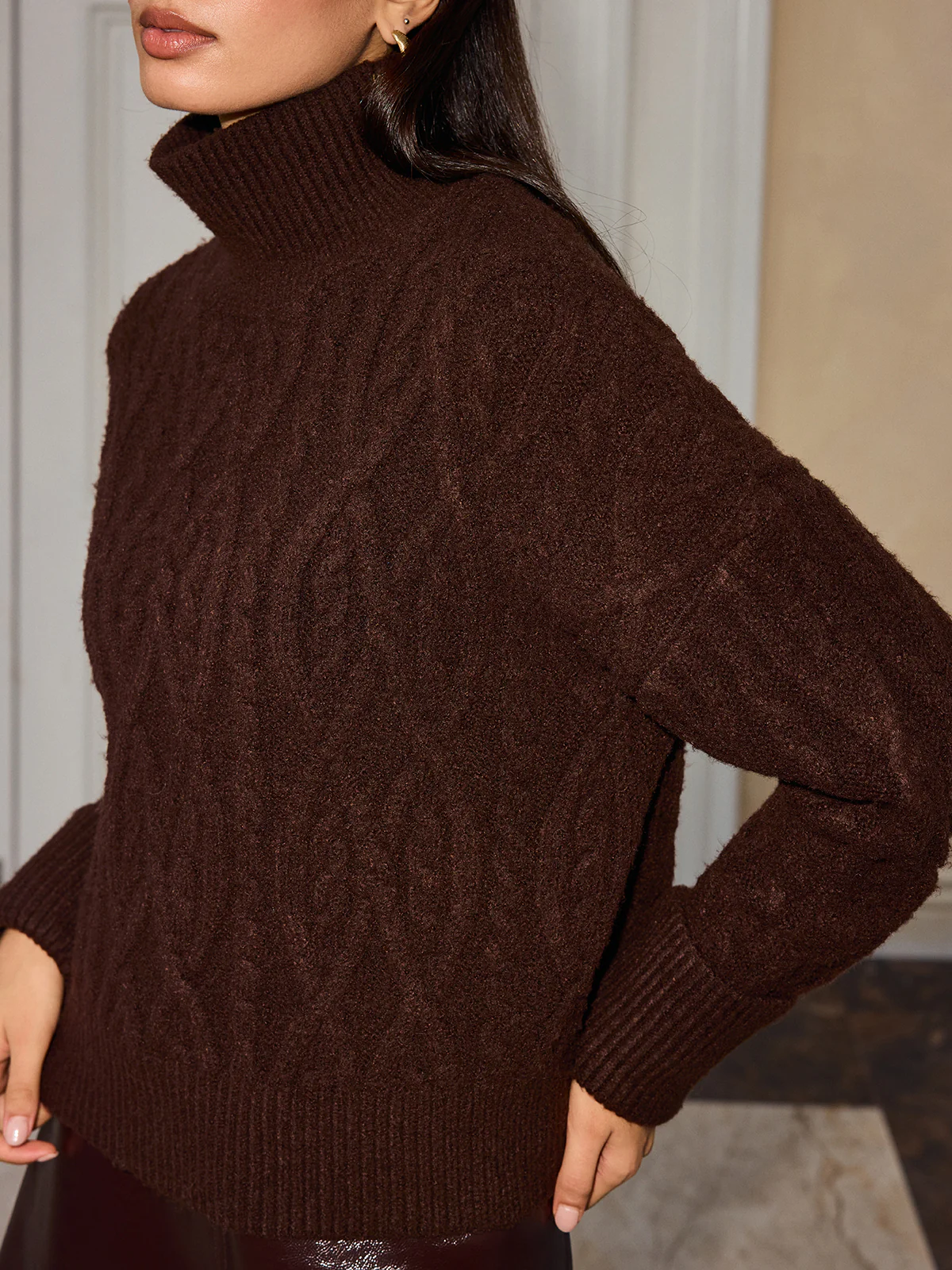 Cable-Knit Turtleneck Sweater - Image 2