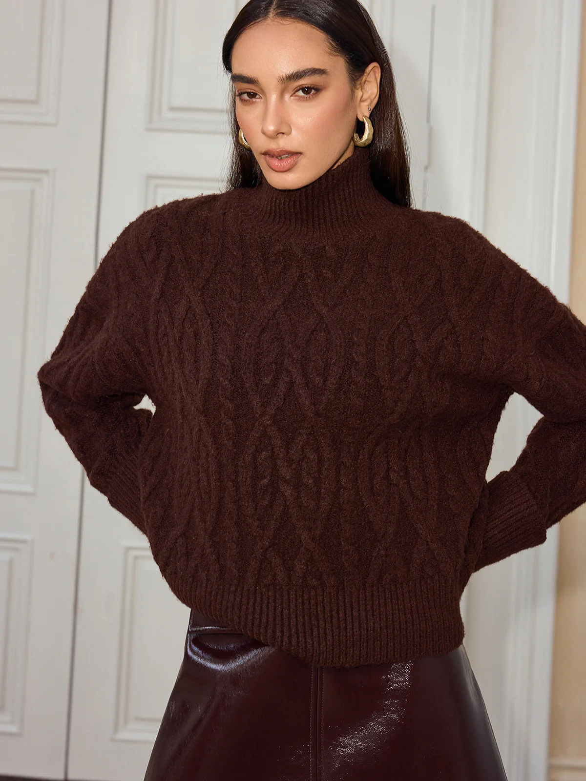 Cable-Knit Turtleneck Sweater - Image 5