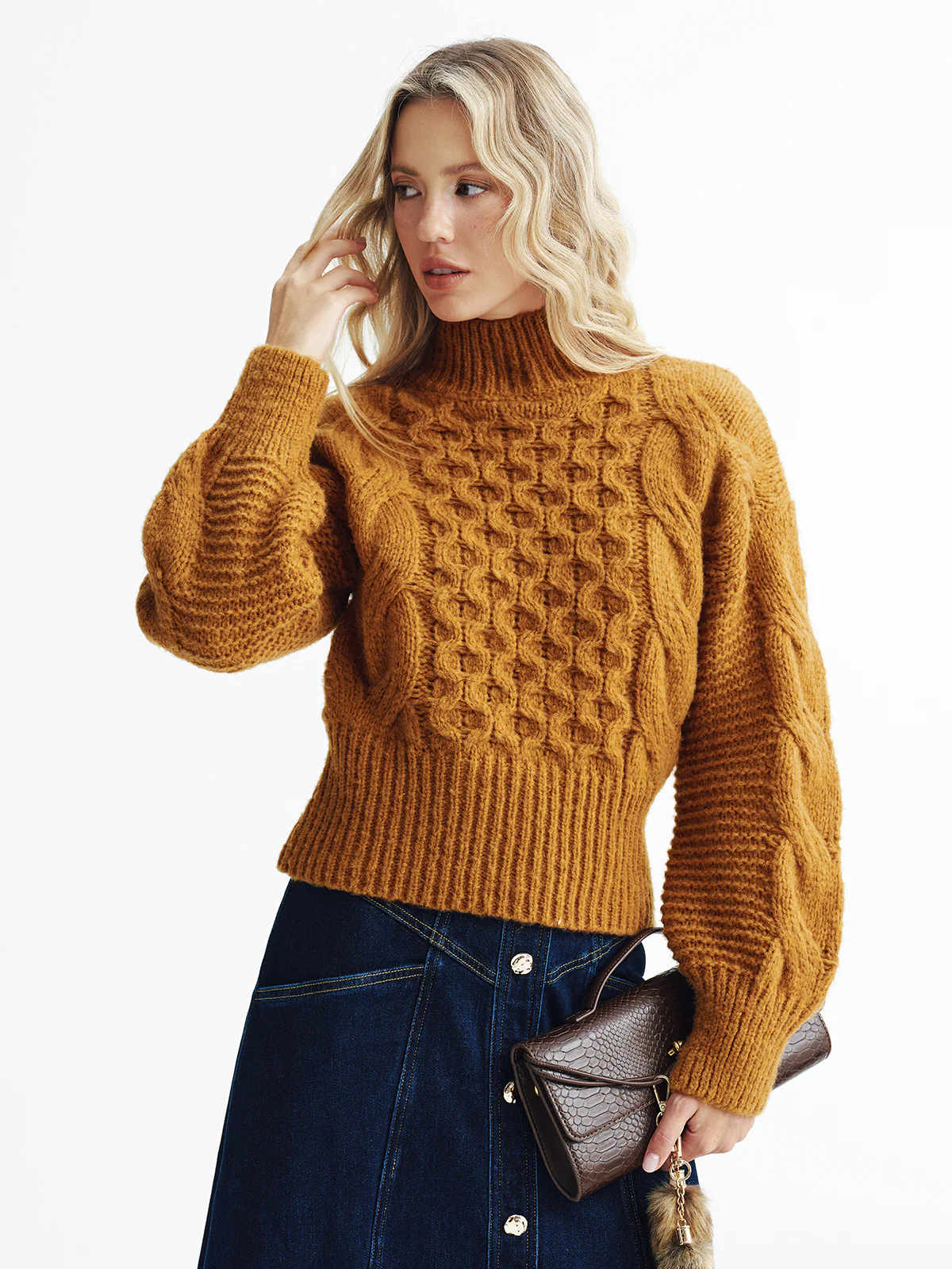 Cable-Knit Turtleneck Sweater - Image 3
