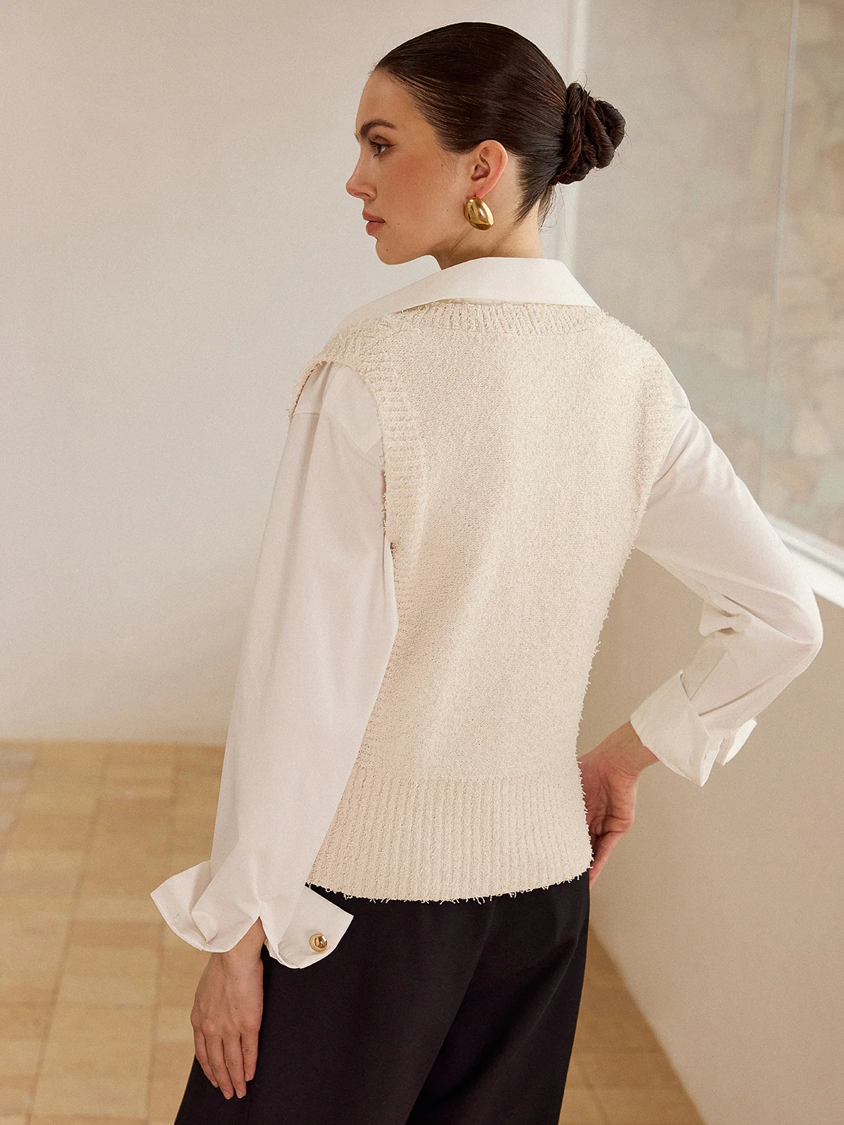 Cable Knit V-Neck Vest - Image 2