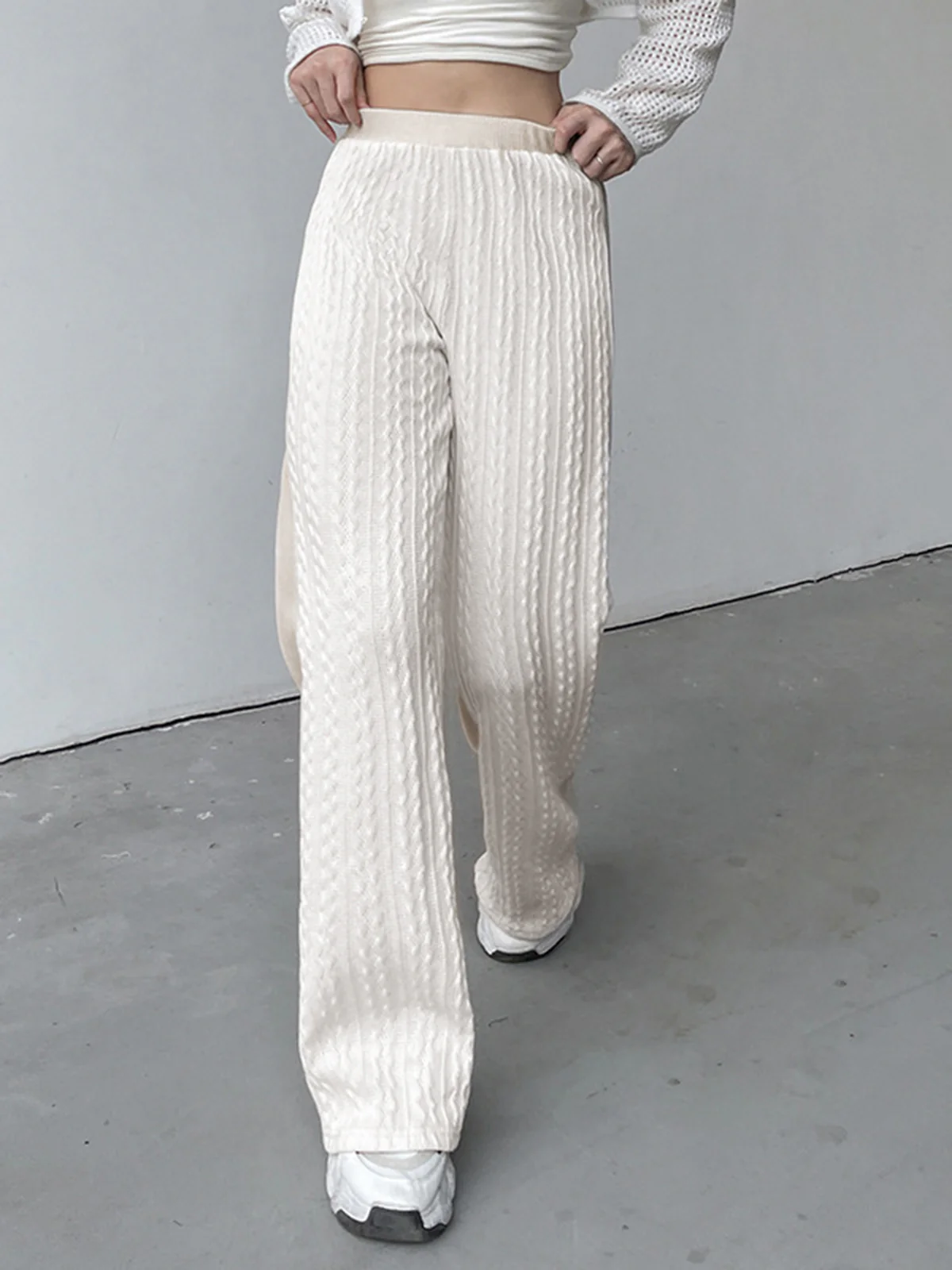 Cable Knit Wide Leg Pants - Image 2