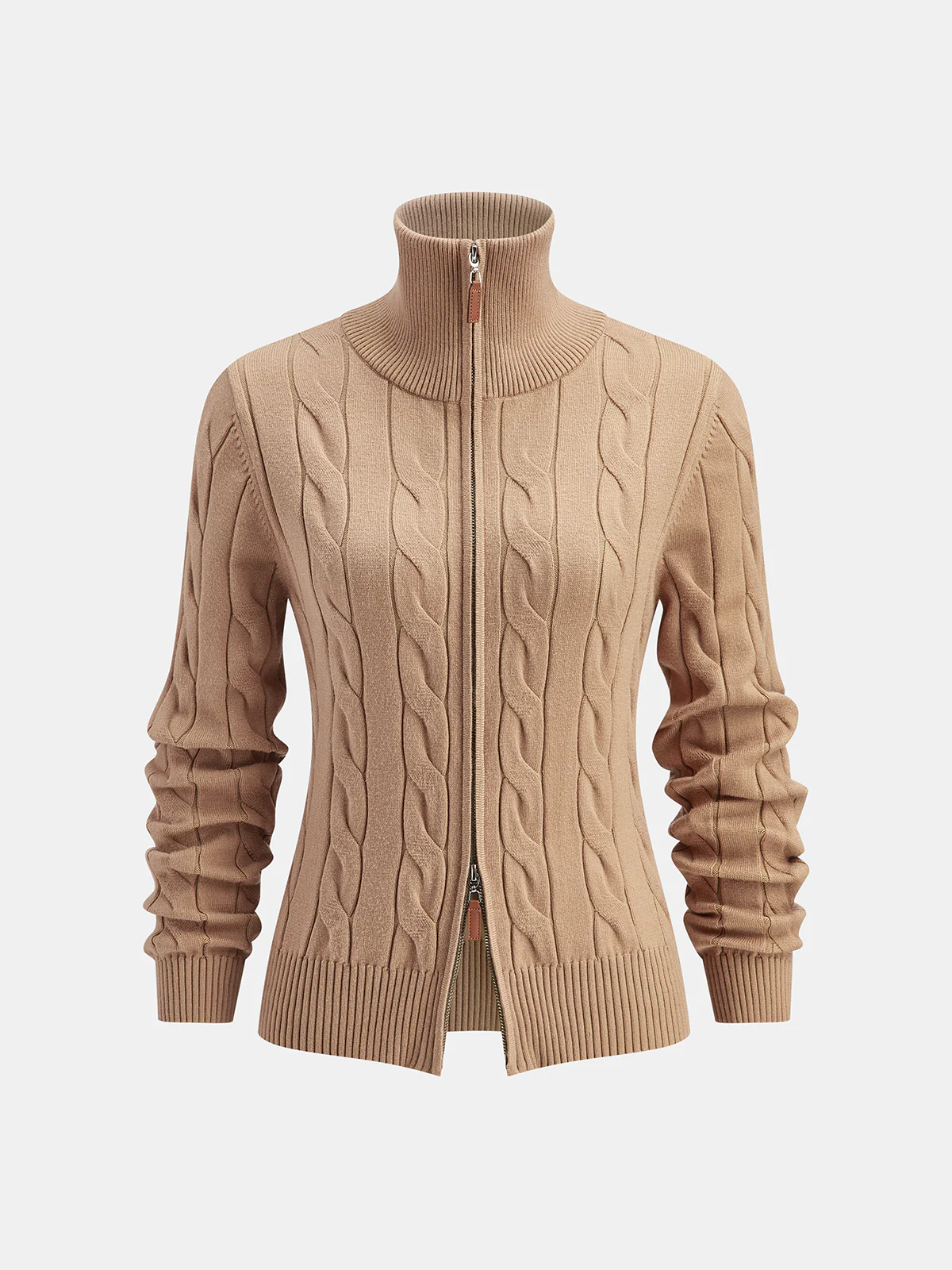 Cable Knit Zip-Up Cardigan - Image 3
