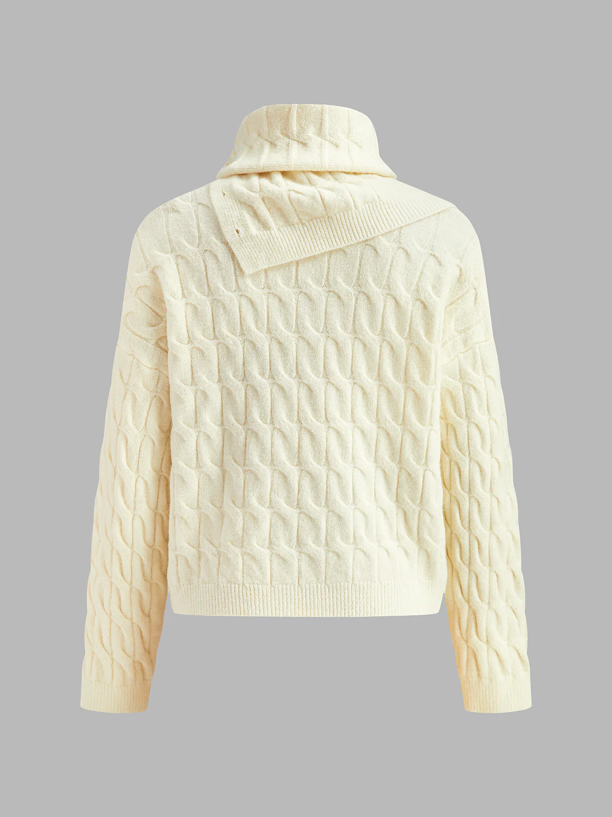 Cable Sweater With Button Scarf - Image 3