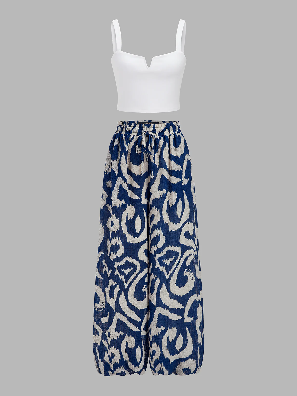 Cami Crop Top & Printed Wide Pants Set