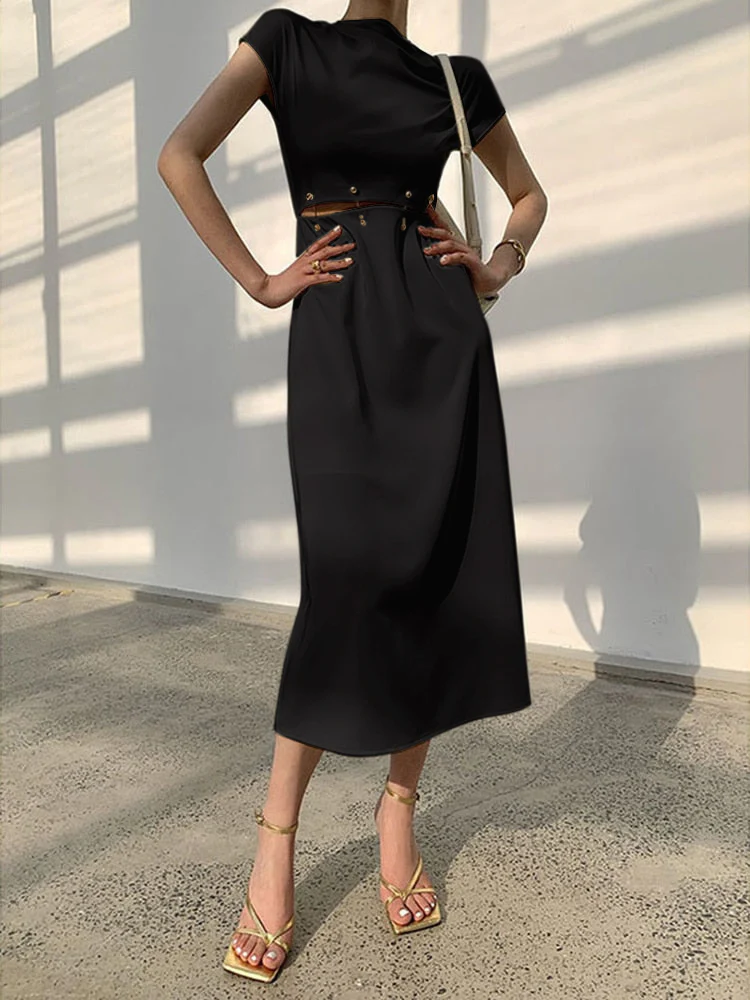 Cap Sleeve Cutout Midi Dress - Image 8