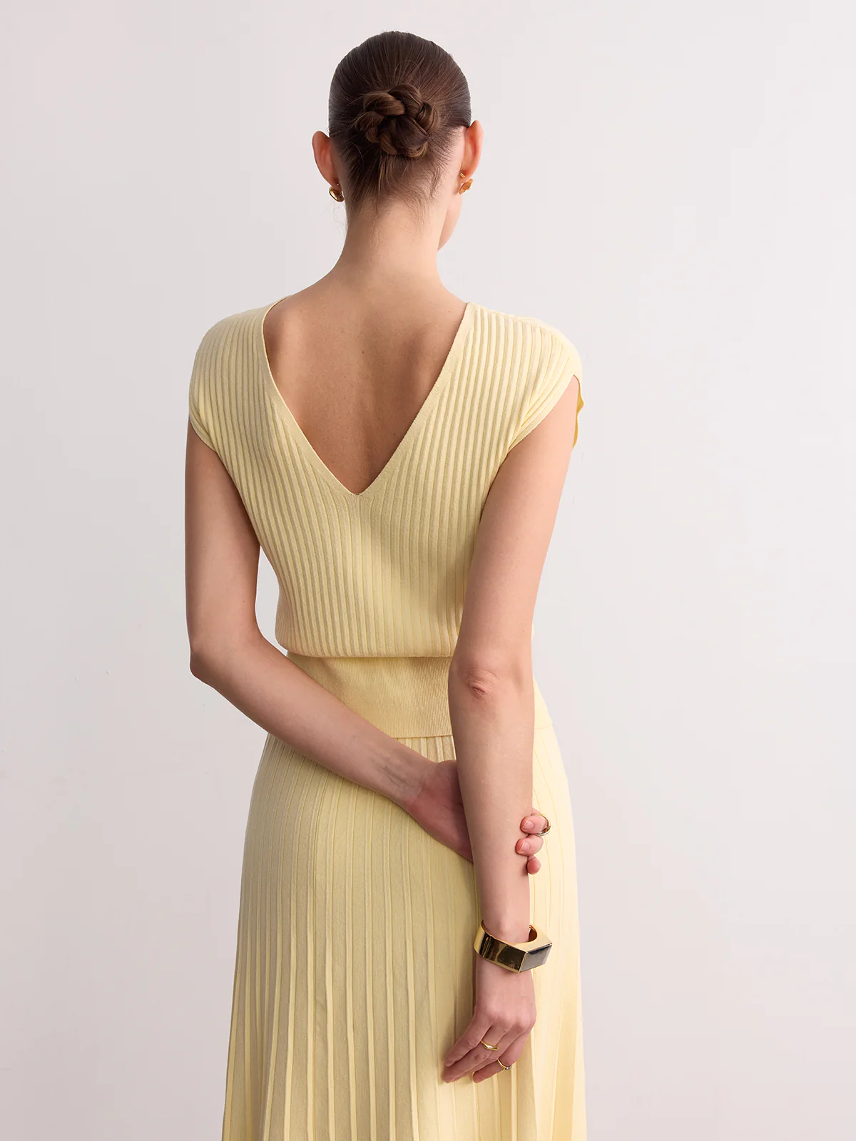 Cap Sleeve Ribbed Knit Top - Image 4