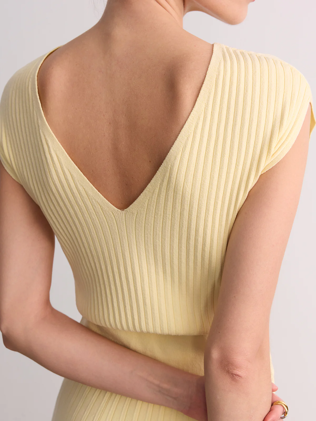 Cap Sleeve Ribbed Knit Top - Image 5