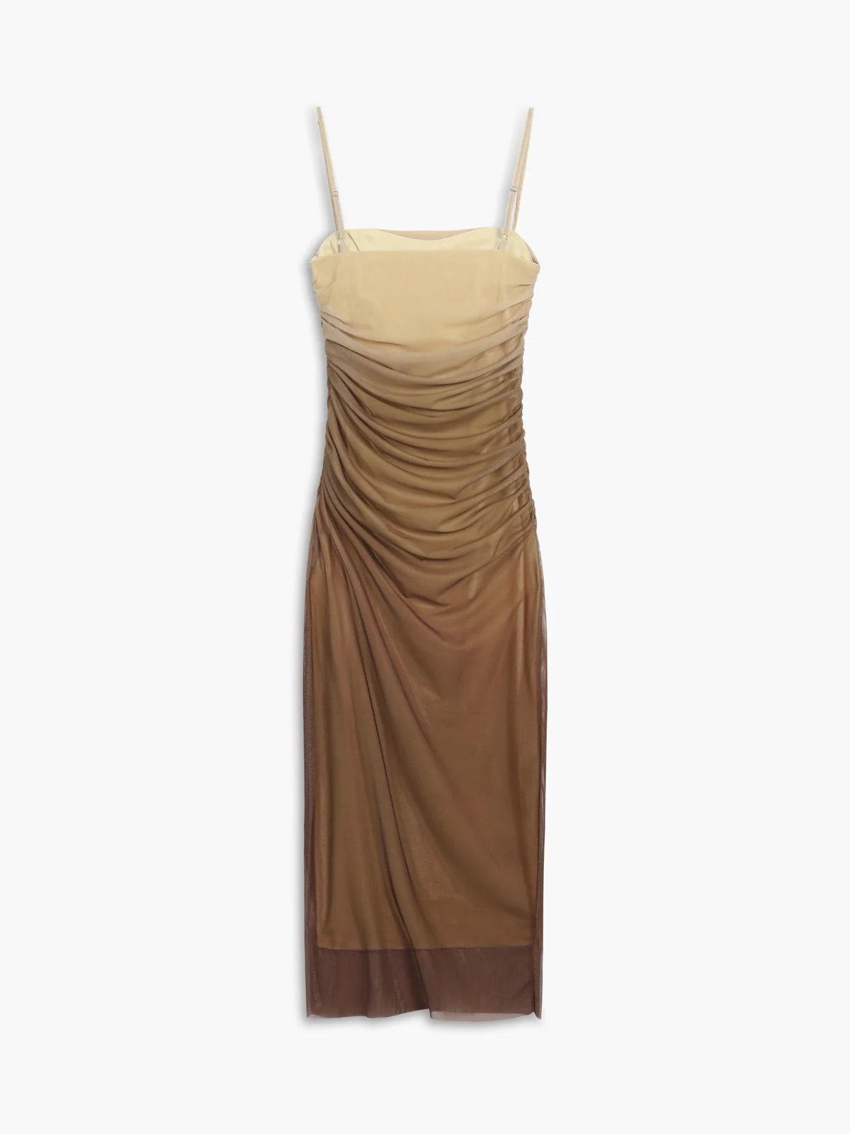 Cappuccino Ombre Mesh Zippered Long Dress - Image 2