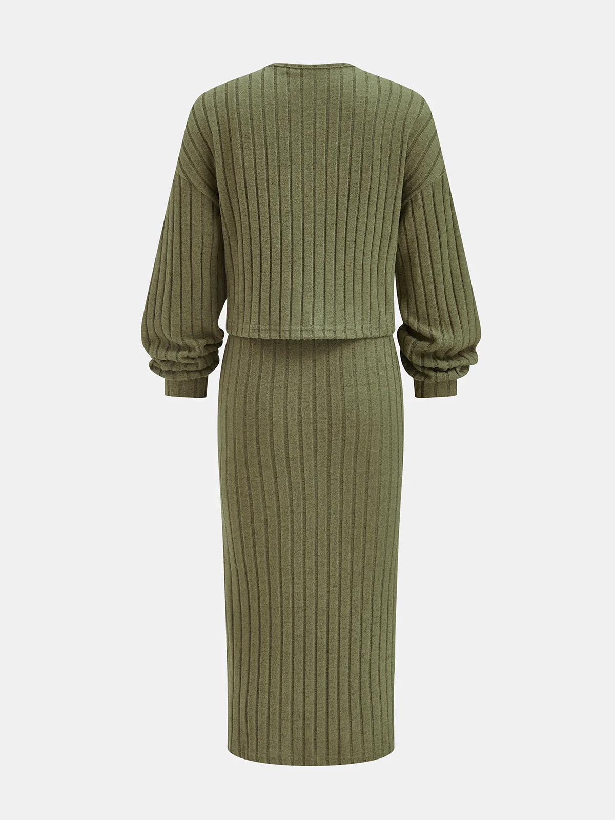 Cardigan & Slit Cami Midi Dress Two-Piece Set - Image 2