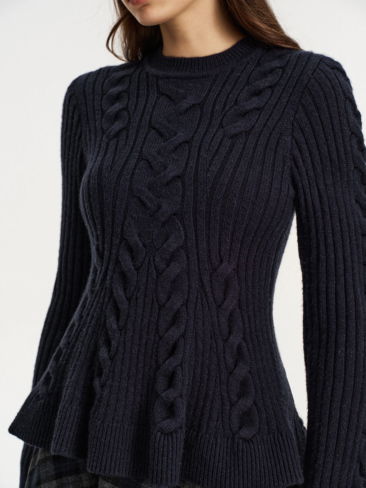 Cashmere-Blend Cable-Knit Sweater without Belt - Image 4