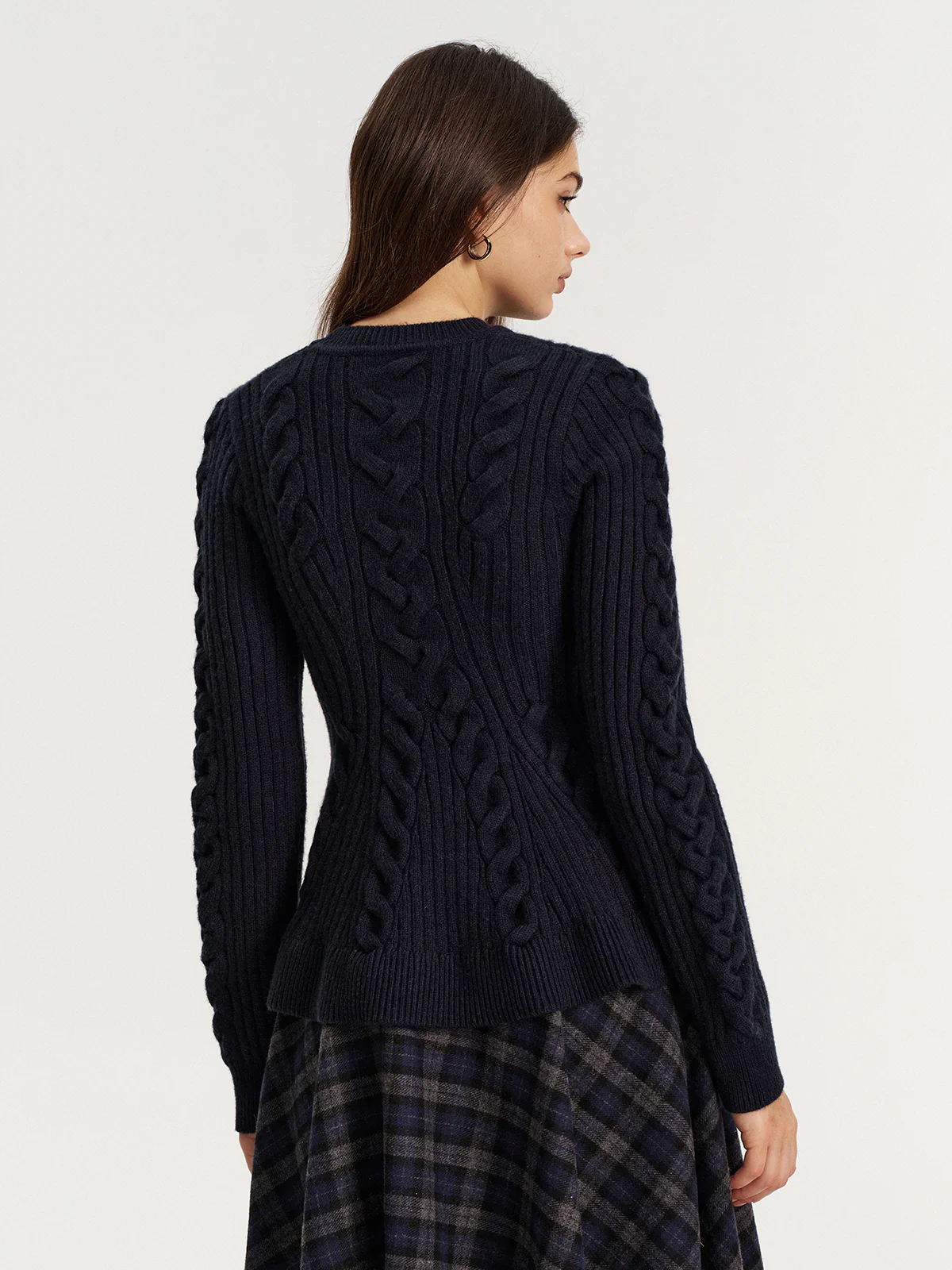 Cashmere-Blend Cable-Knit Sweater without Belt - Image 5