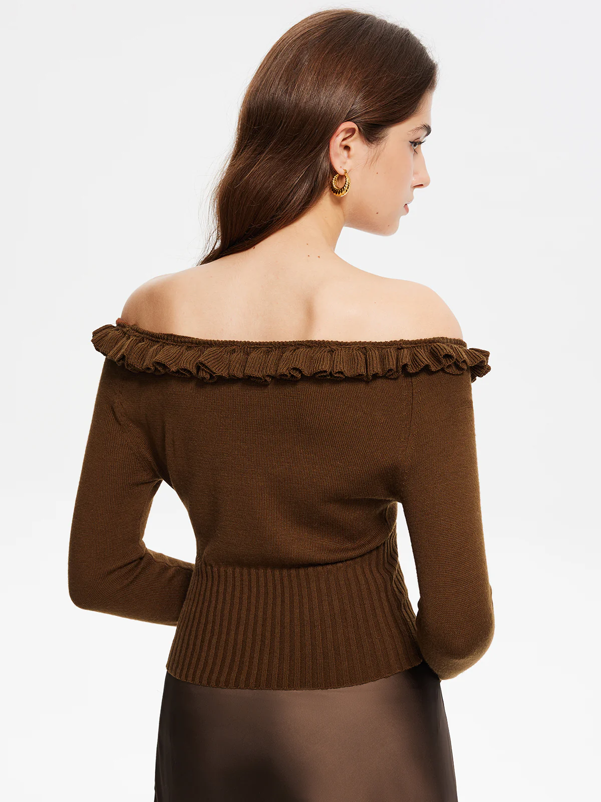 Cashmere-Blend Off-Shoulder Ruffle Sweater - Image 7