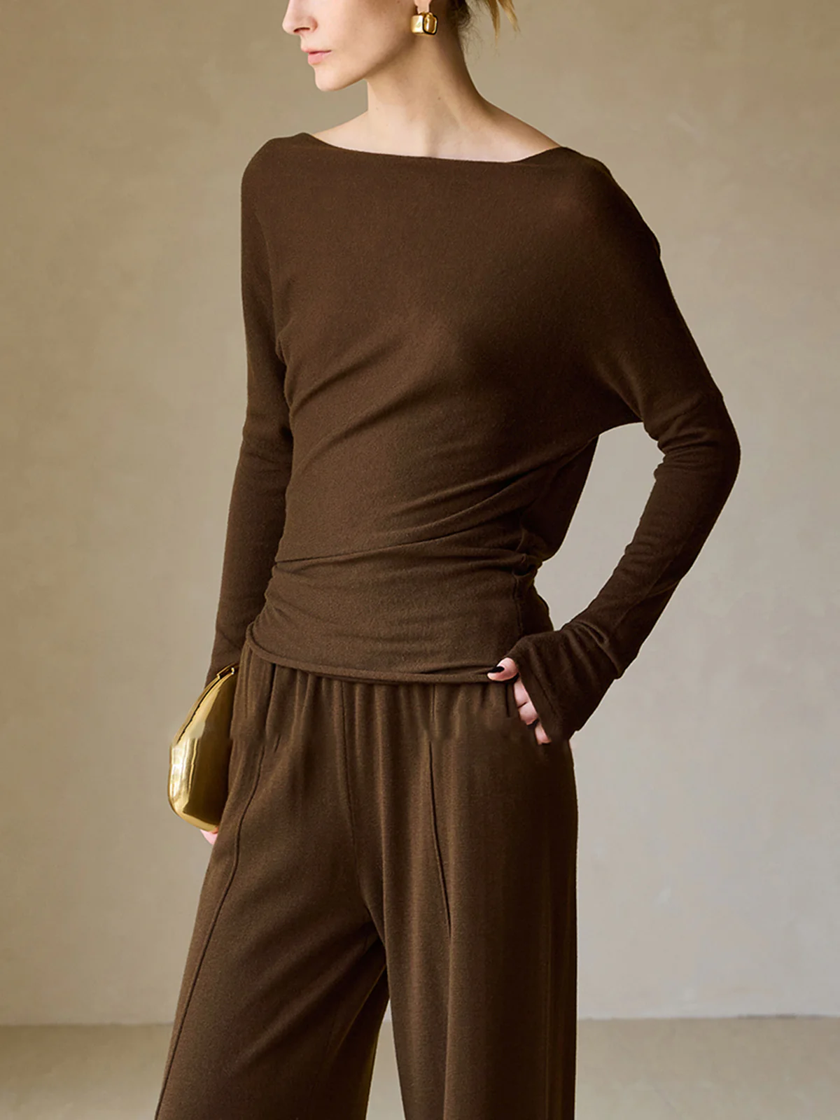 Casual Asymmetrical Neck Slim Sweater - Image 7