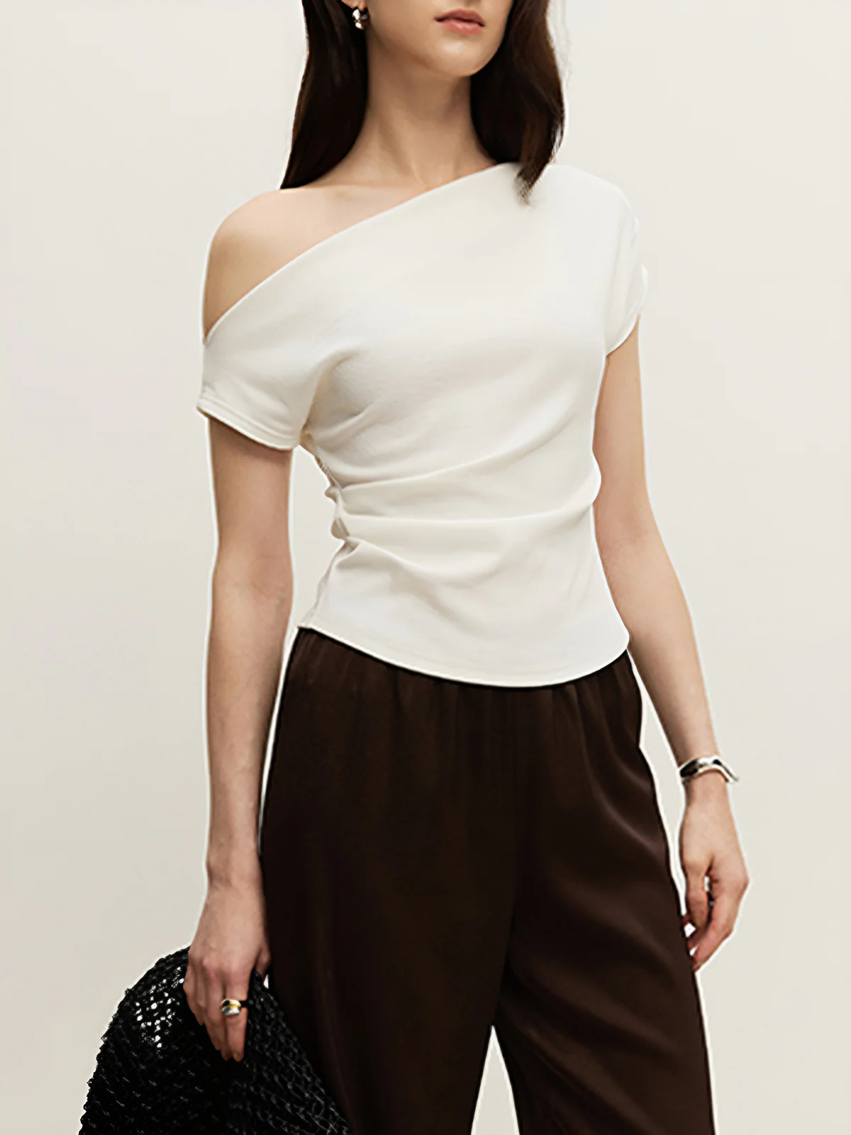 Casual Asymmetrical Neck T-Shirt - Image 4