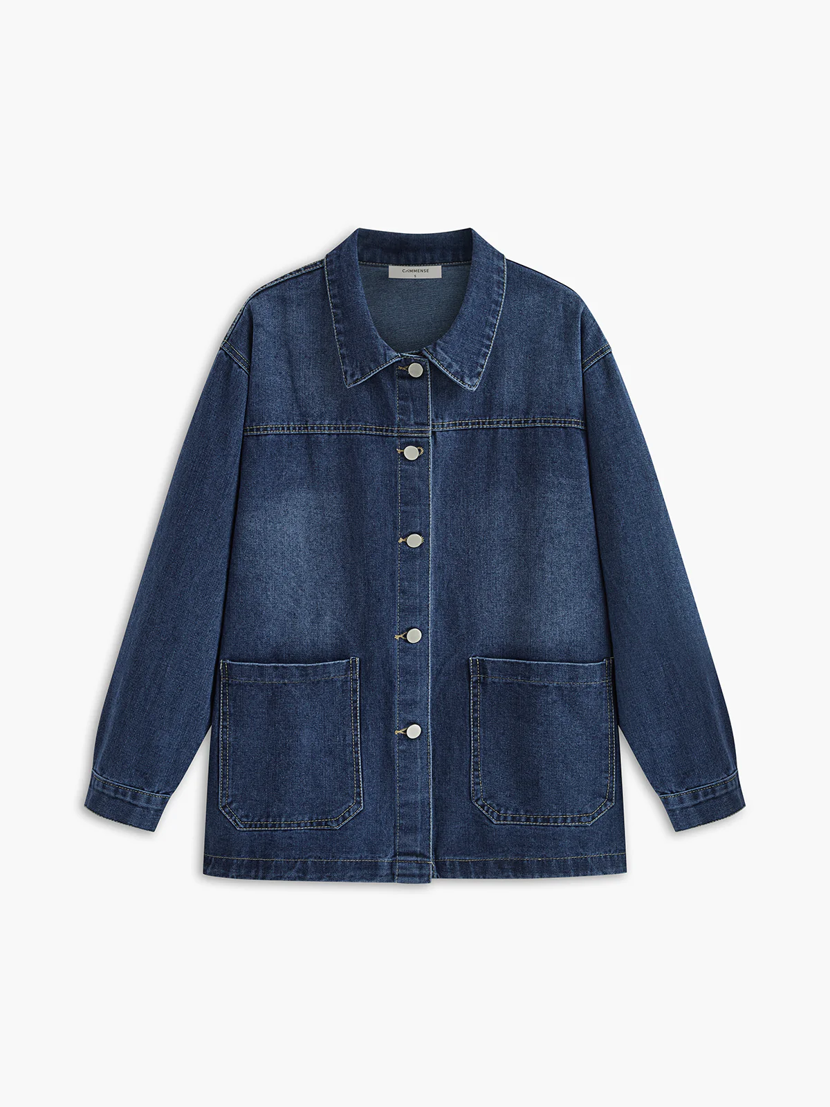 Casual Breasted Lapel Denim Jacket - Image 2