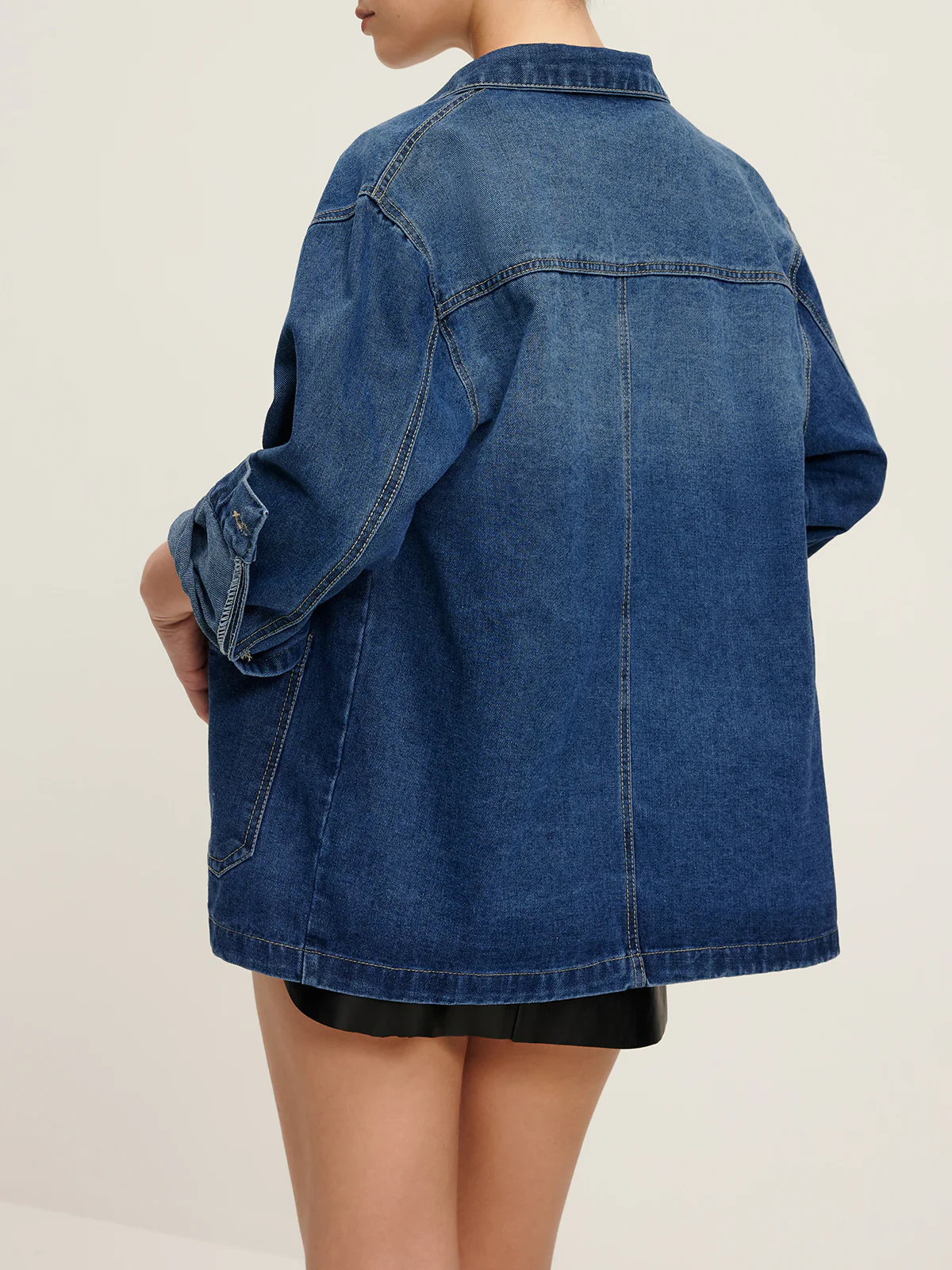 Casual Breasted Lapel Denim Jacket - Image 4