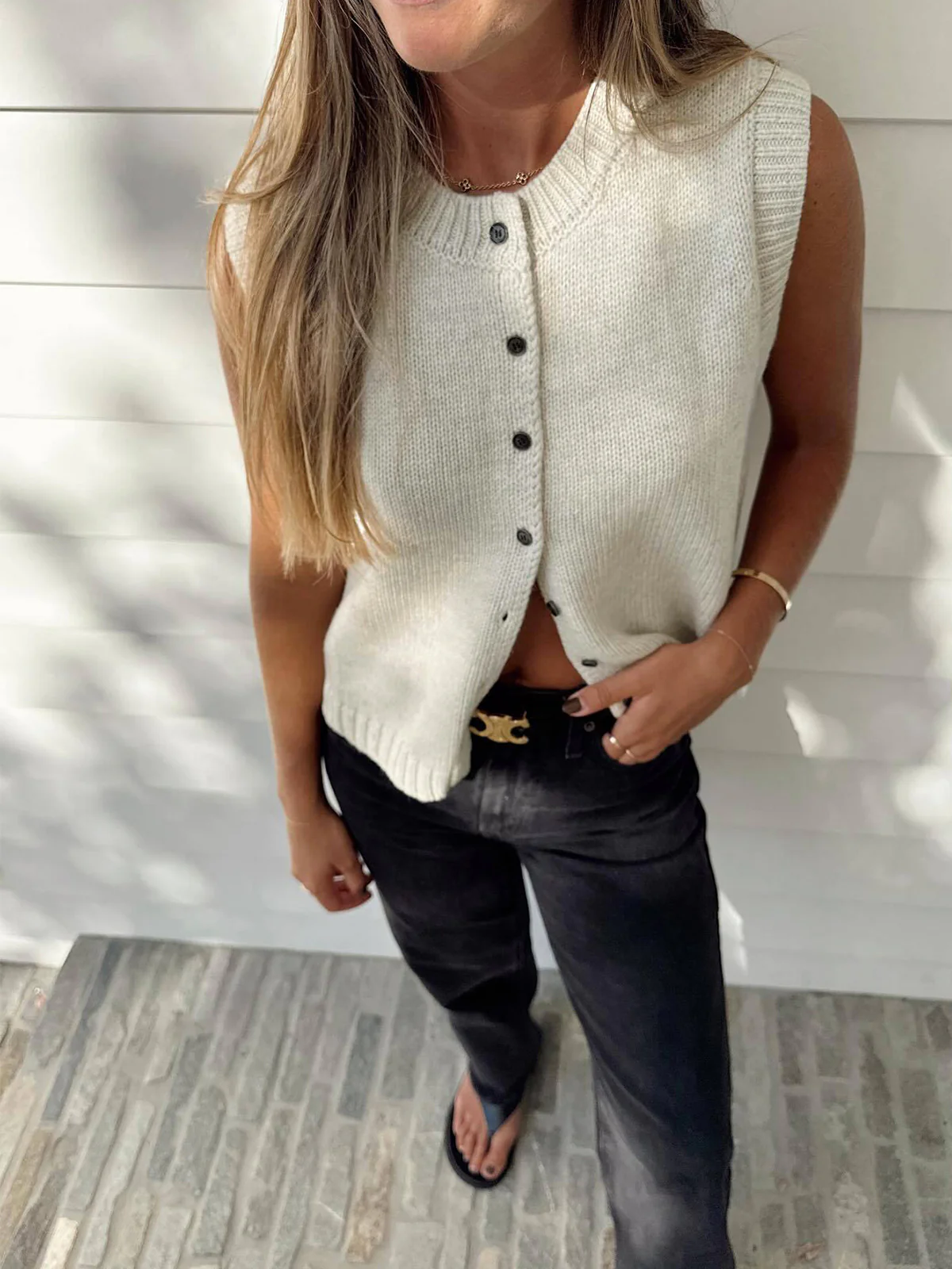Casual Button Up Sweater Vest - Image 2