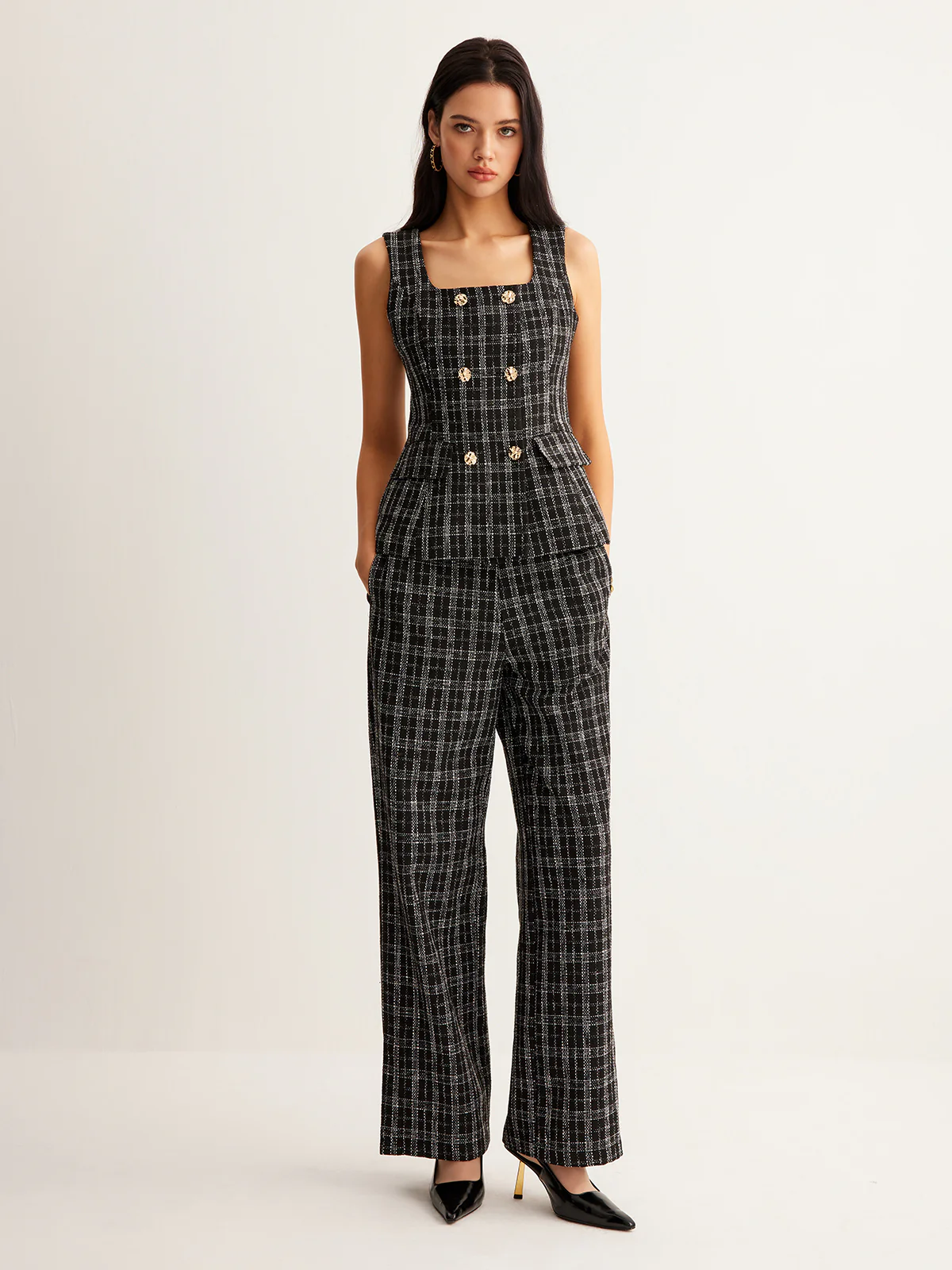 Casual Checked Tweed Pants - Image 3