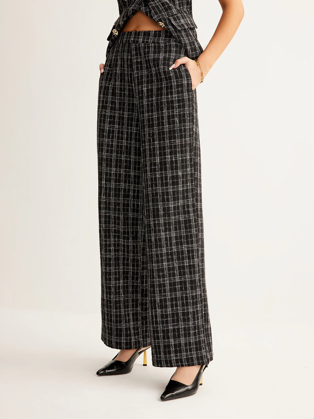 Casual Checked Tweed Pants - Image 4
