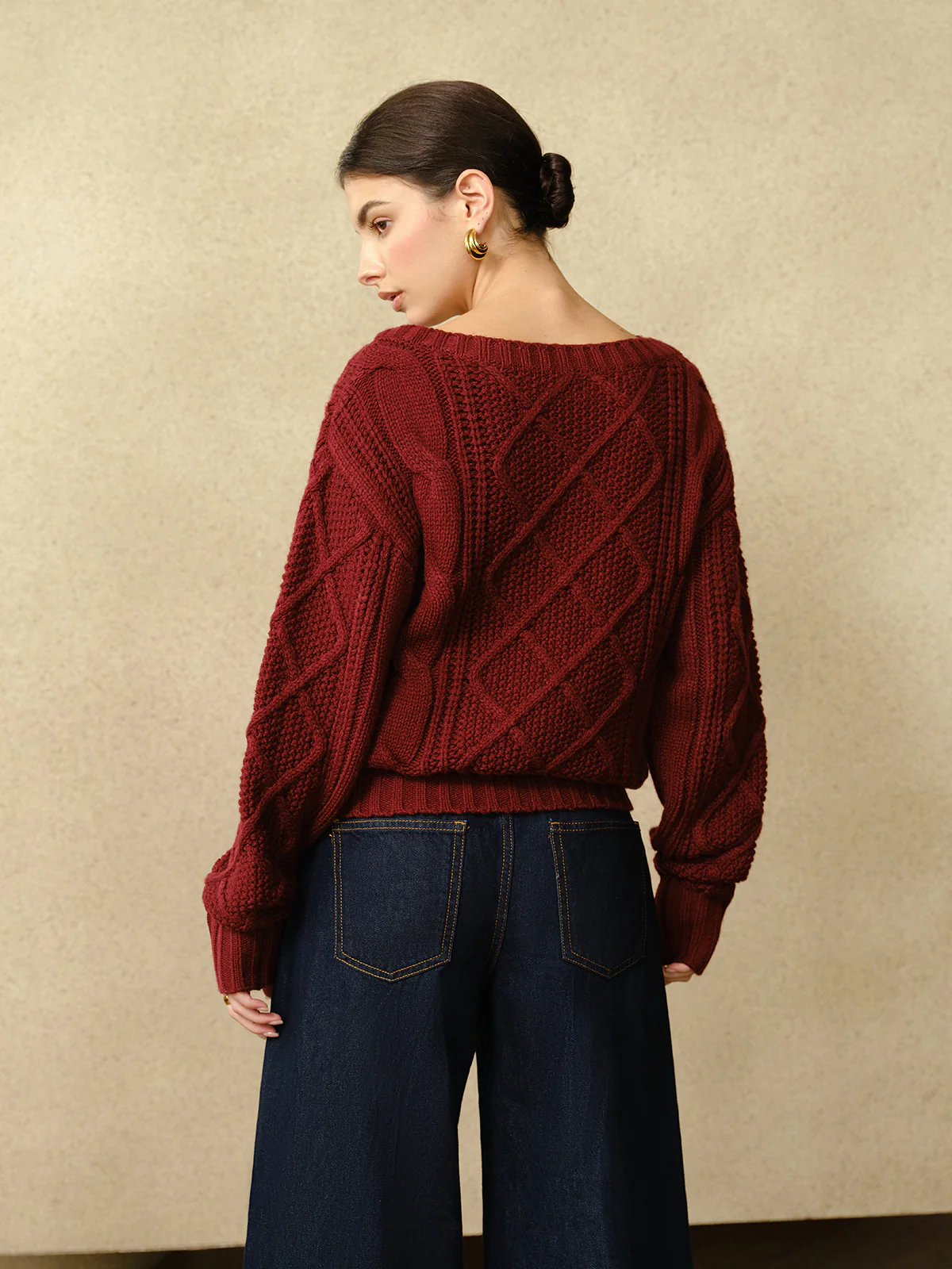 Casual Crew Neck Cable-Knit Top - Image 8