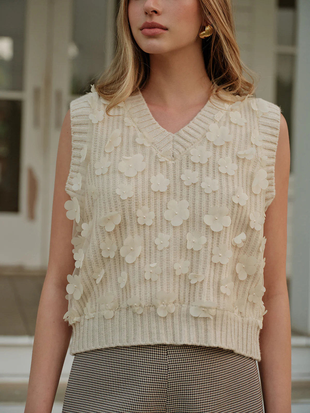 Casual Floral Sweater Vest - Image 2