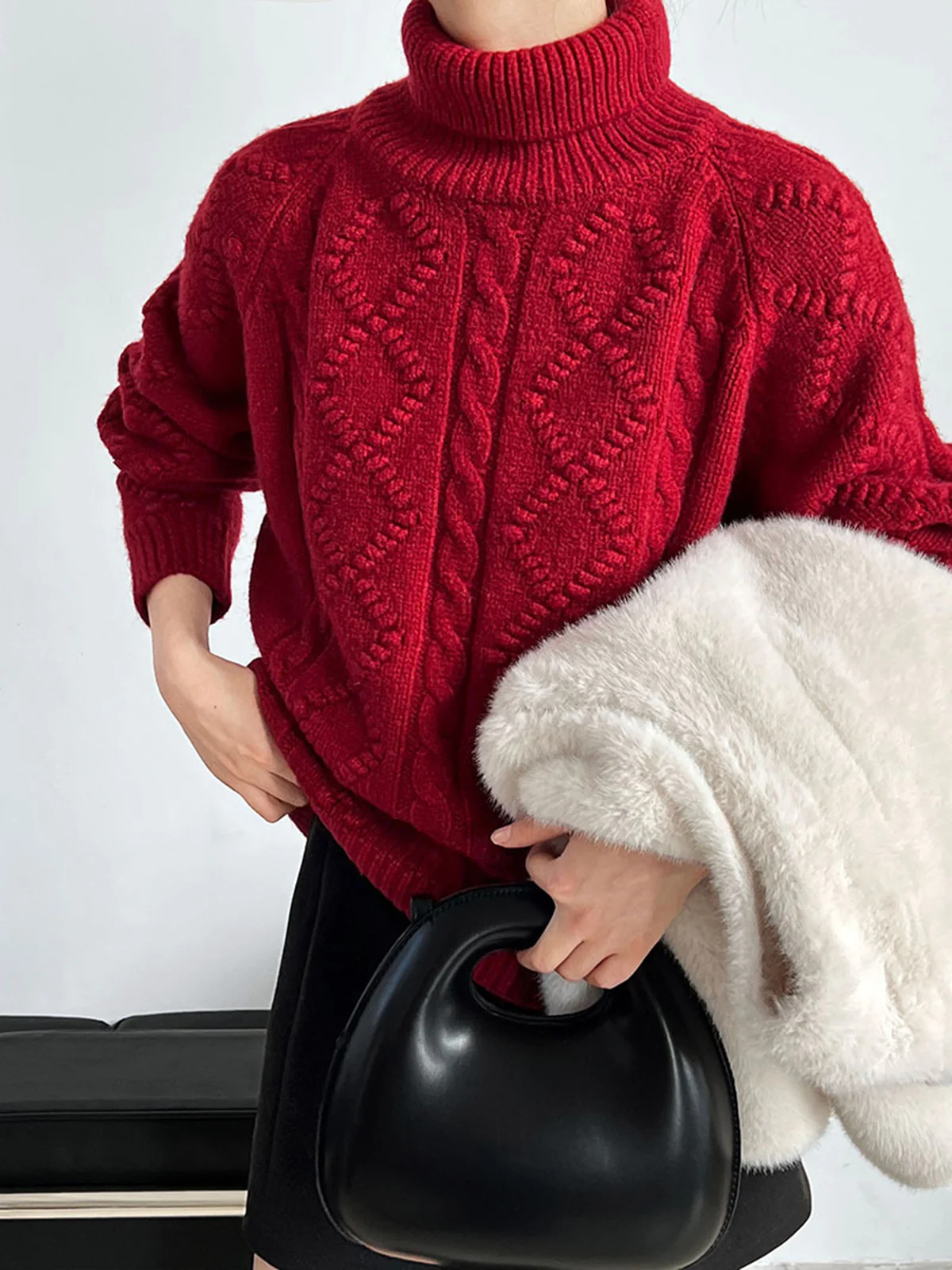 Casual Turtleneck Twist Sweater - Image 3