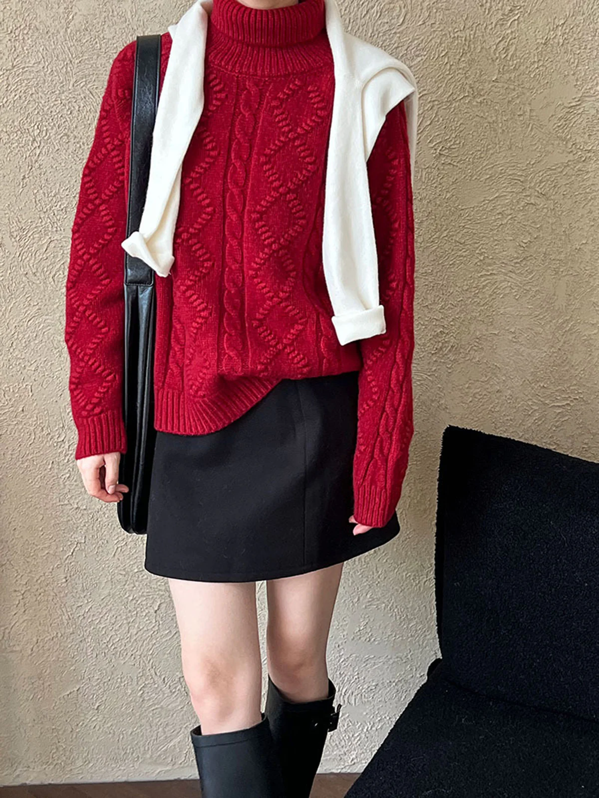 Casual Turtleneck Twist Sweater - Image 4